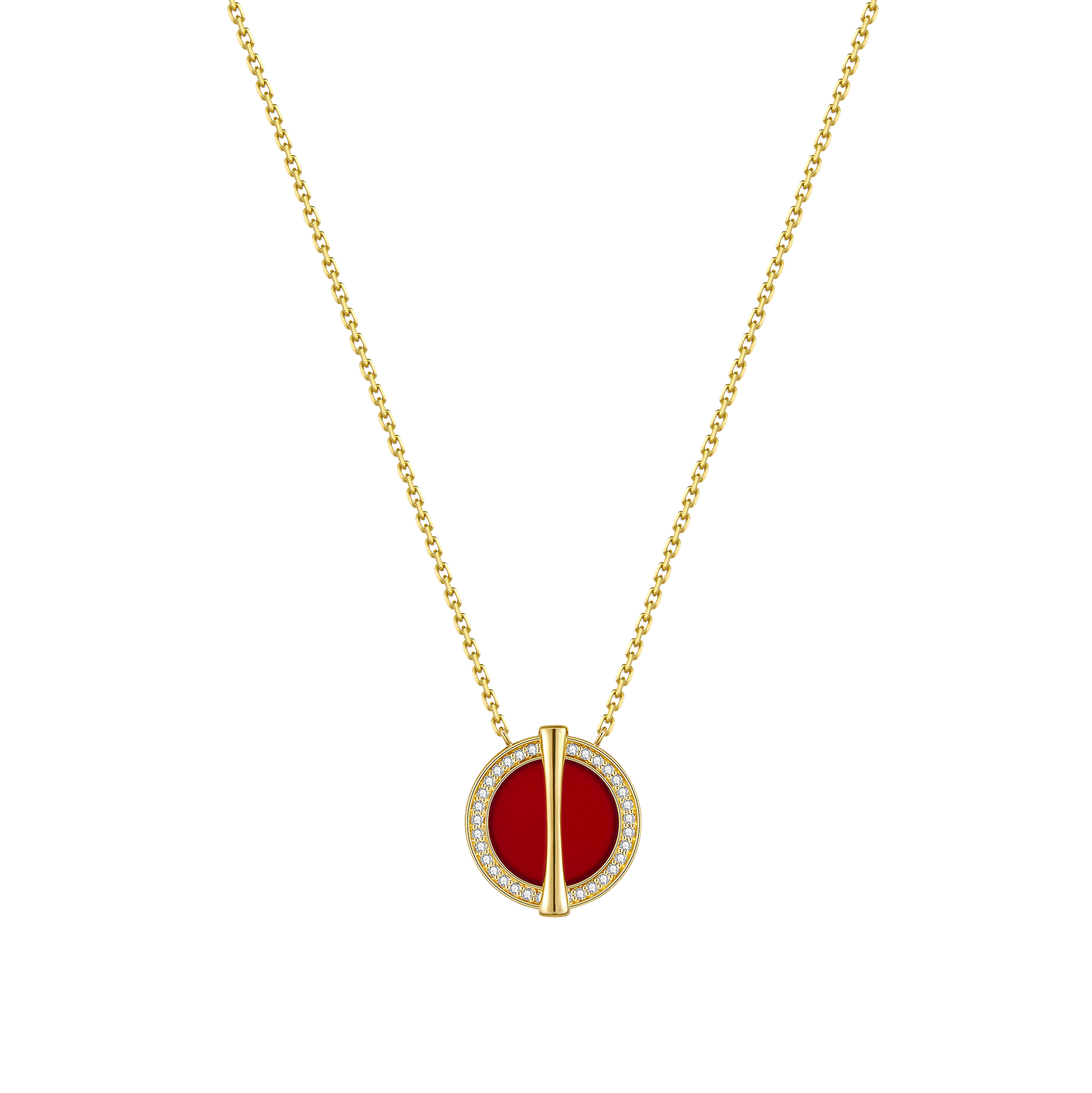 The Golden Ratio Diamond Necklace - Carnelian - 18K Solid Gold - YIN Fine Jewelry - Chinese Modern Gold Jewelry