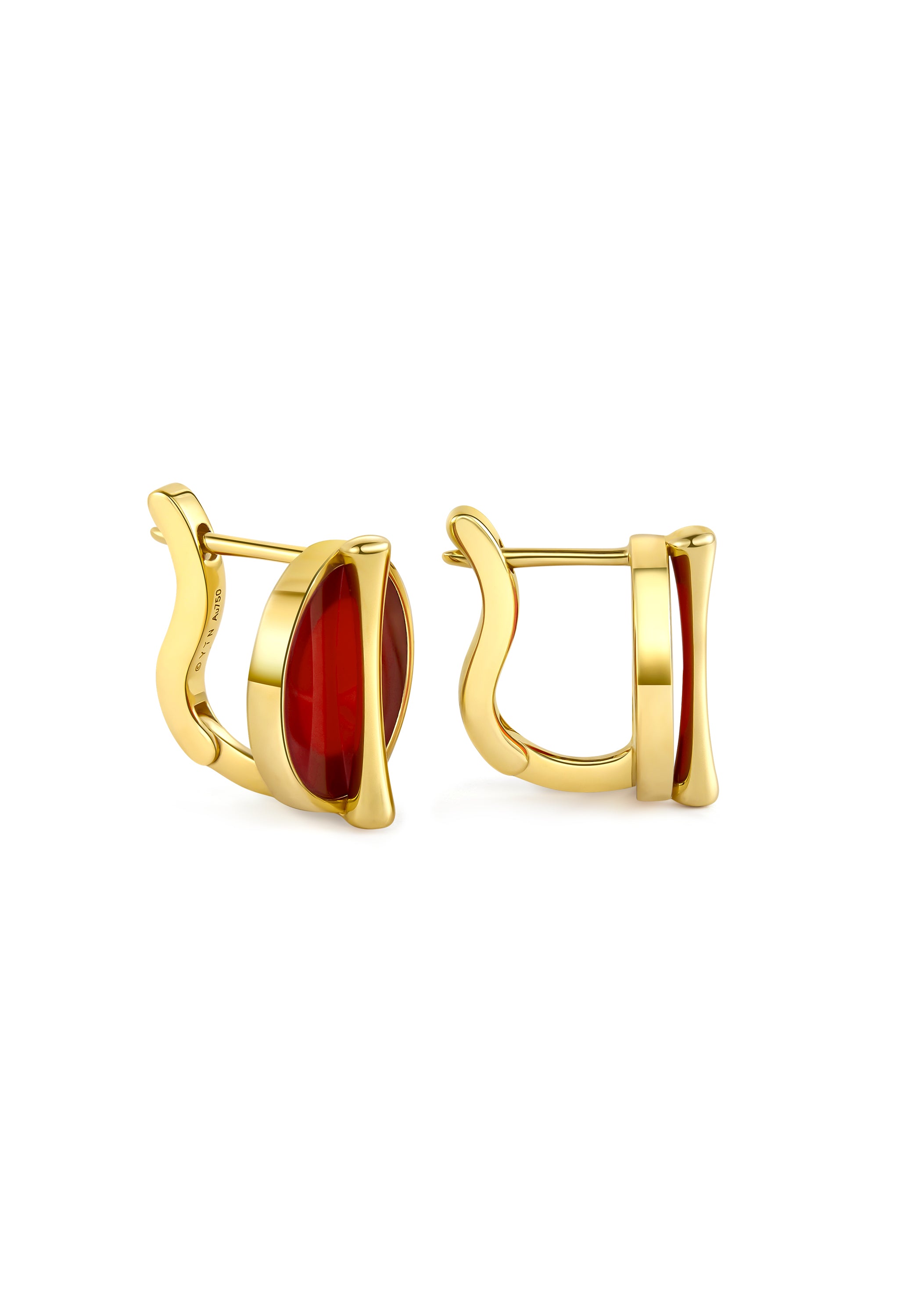 The Golden Ratio Drop Earrings - Carnelian - 18K - Solid - Gold - YIN Fine Jewelry - Chinese Modern Gold Jewelry