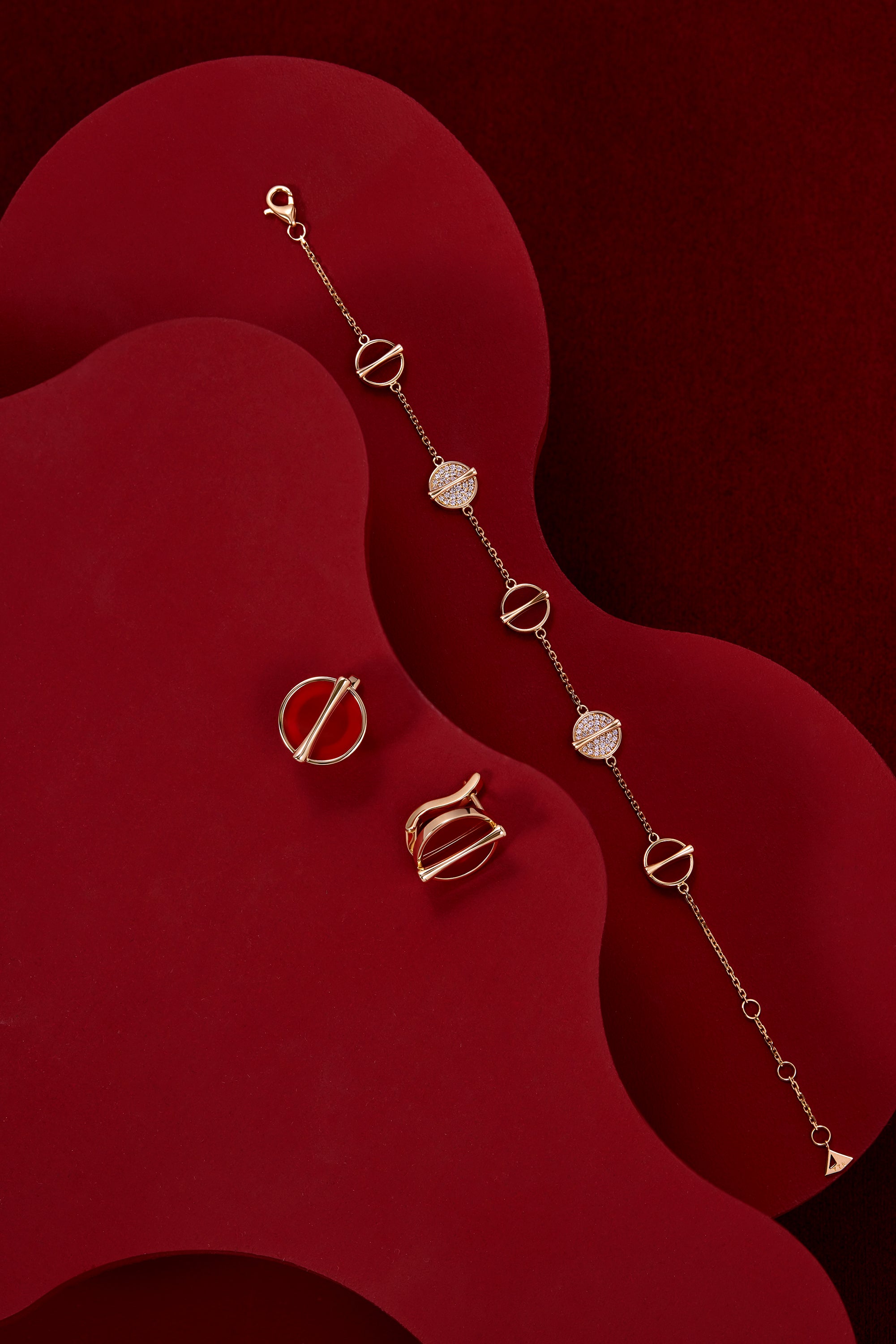 The Golden Ratio Drop Earrings - Carnelian - 18K - Solid - Gold - YIN Fine Jewelry - Chinese Modern Gold Jewelry