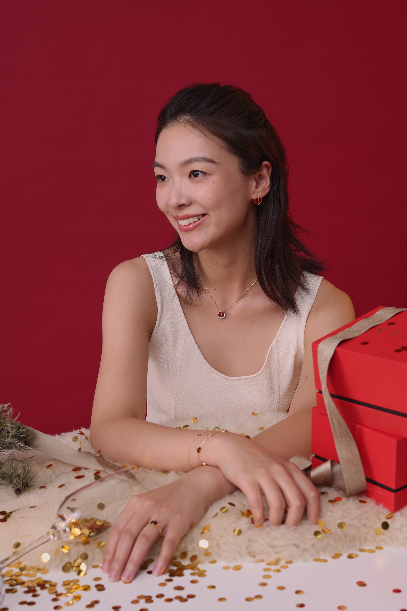 The Golden Ratio Drop Earrings - Carnelian - 18K - Solid - Gold - YIN Fine Jewelry - Chinese Modern Gold Jewelry