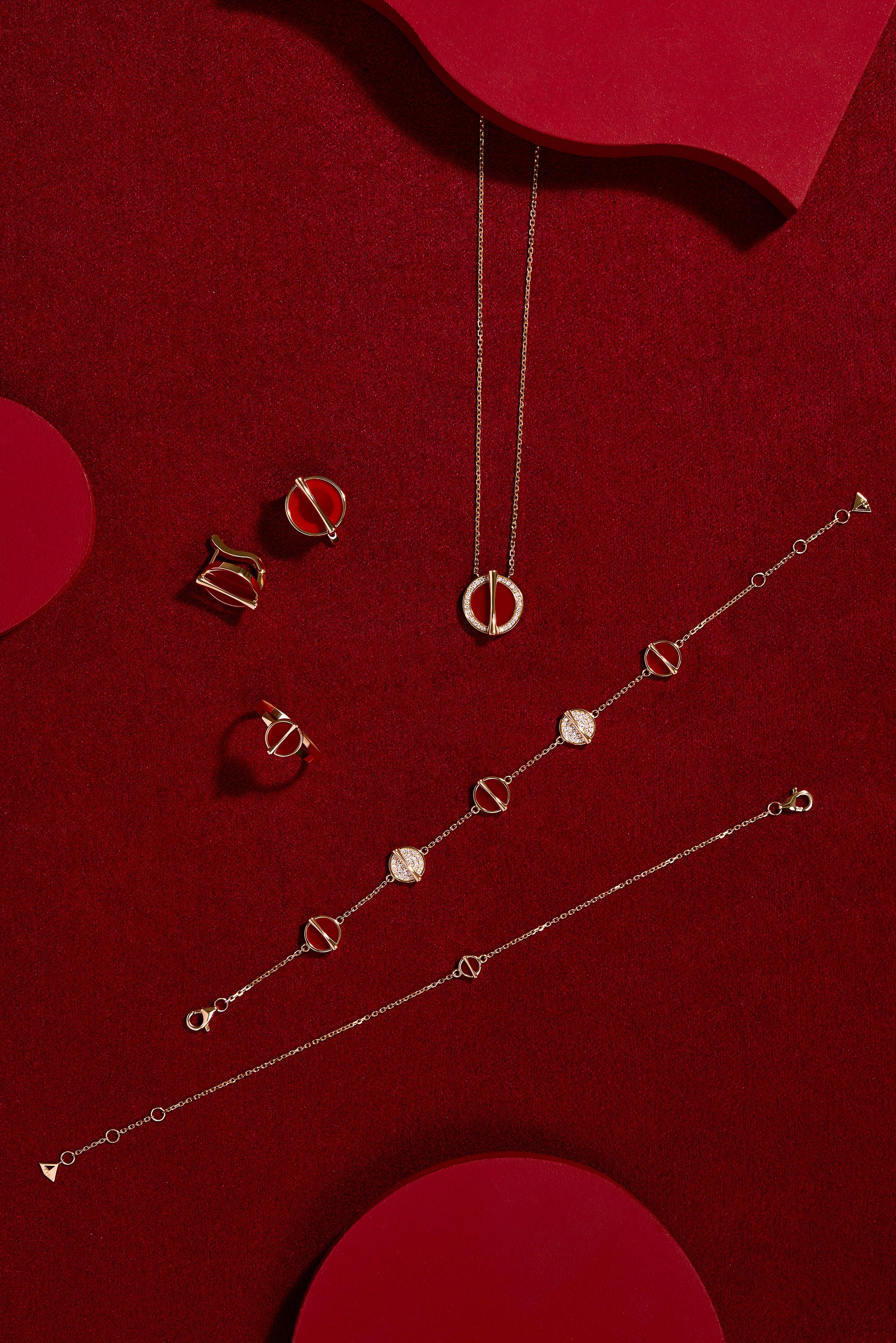 The Golden Ratio Drop Earrings - Carnelian - 18K - Solid - Gold - YIN Fine Jewelry - Chinese Modern Gold Jewelry