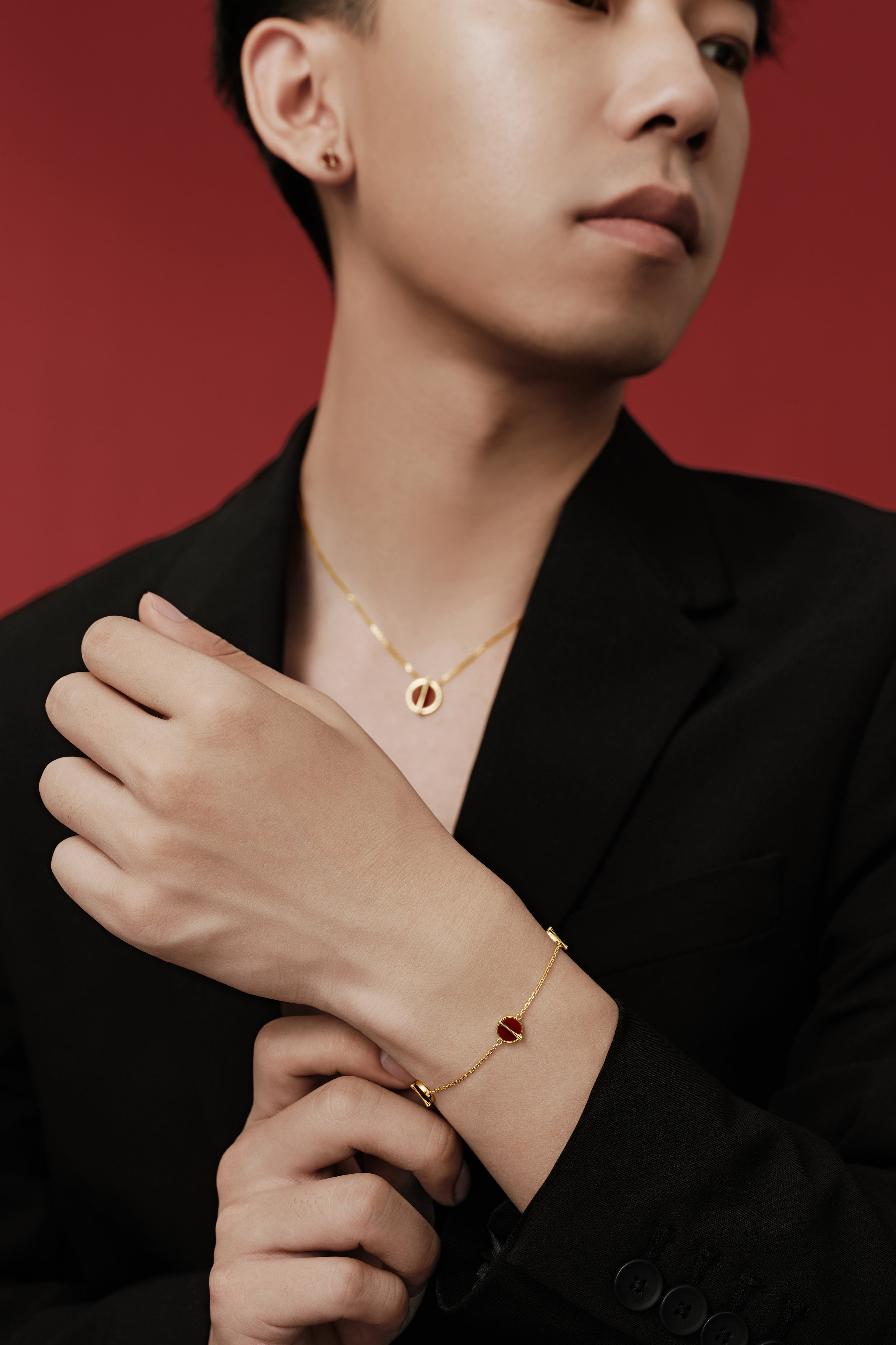 The Golden Ratio Necklace - Carnelian - 18K Solid Gold - YIN Fine Jewelry - Chinese Modern Gold Jewelry