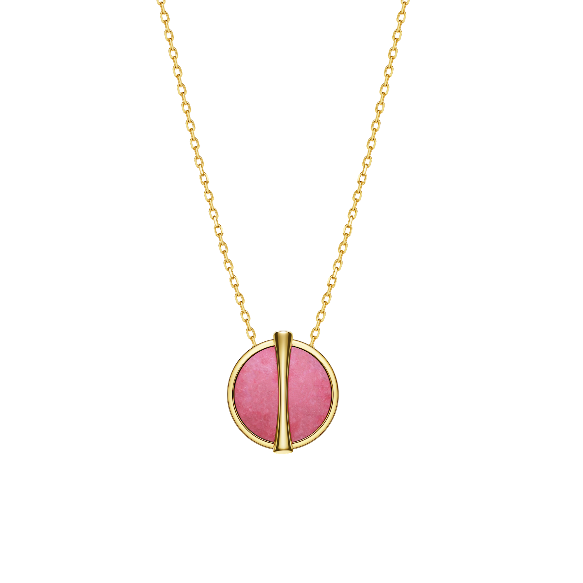 The Golden Ratio Necklace - Rhodonite - 18K Solid Gold - YIN Fine Jewelry - Chinese Modern Gold Jewelry