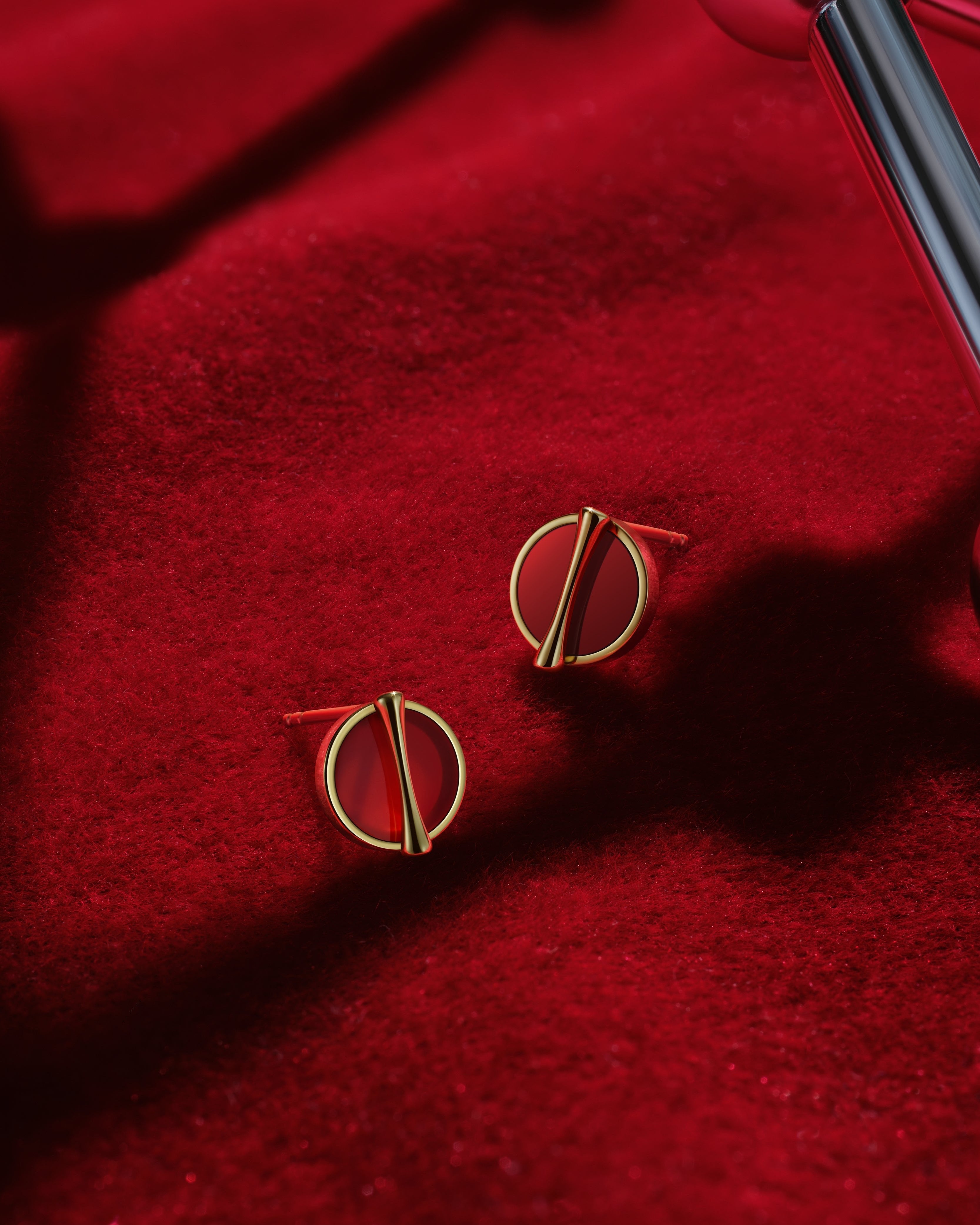 The Golden Ratio Stud Earrings - Carnelian