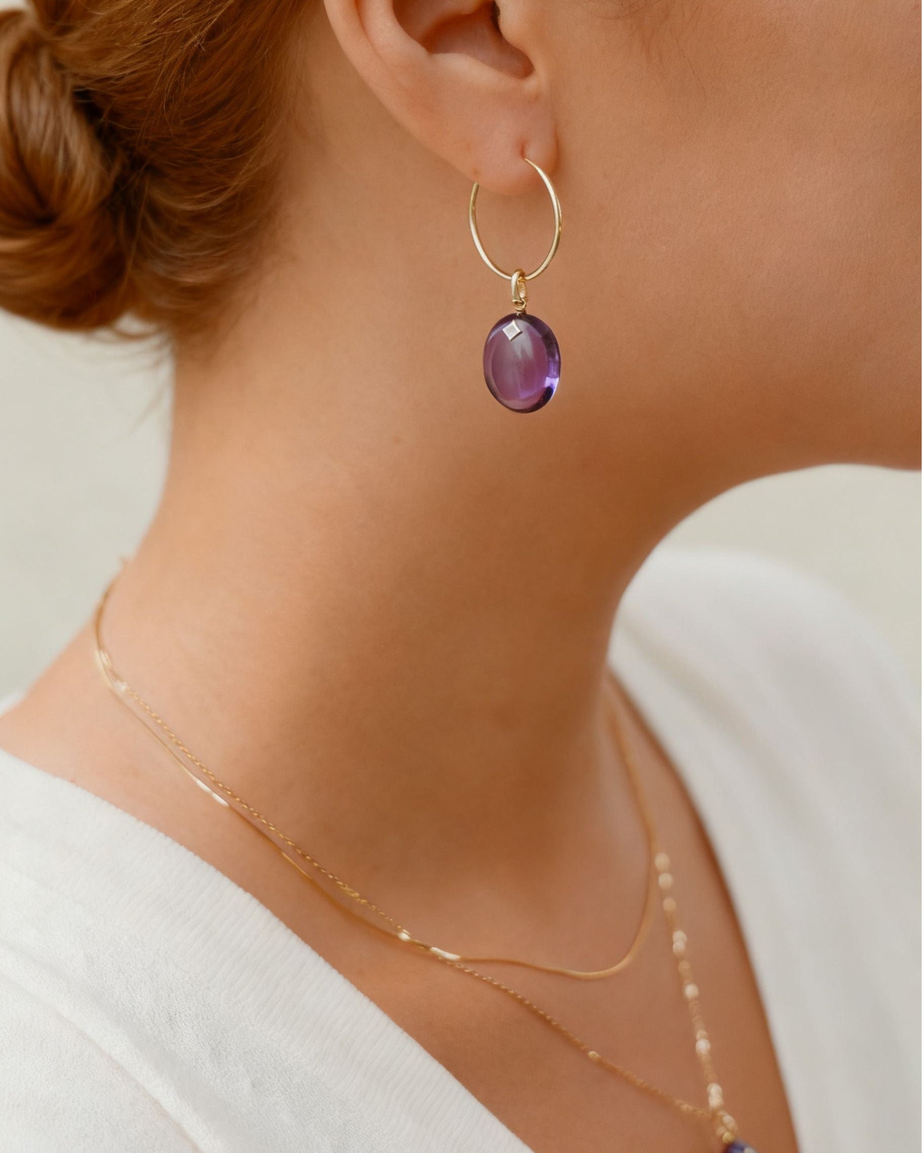 The Guiding Stars Oval Amethyst Earring Pendants