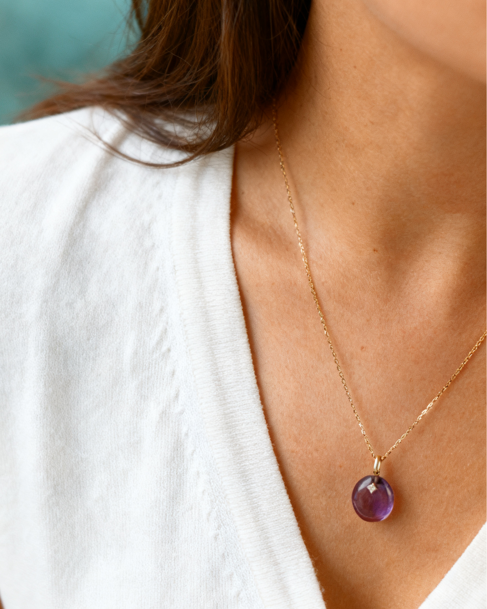 The Guiding Stars Oval Amethyst Pendant Necklace