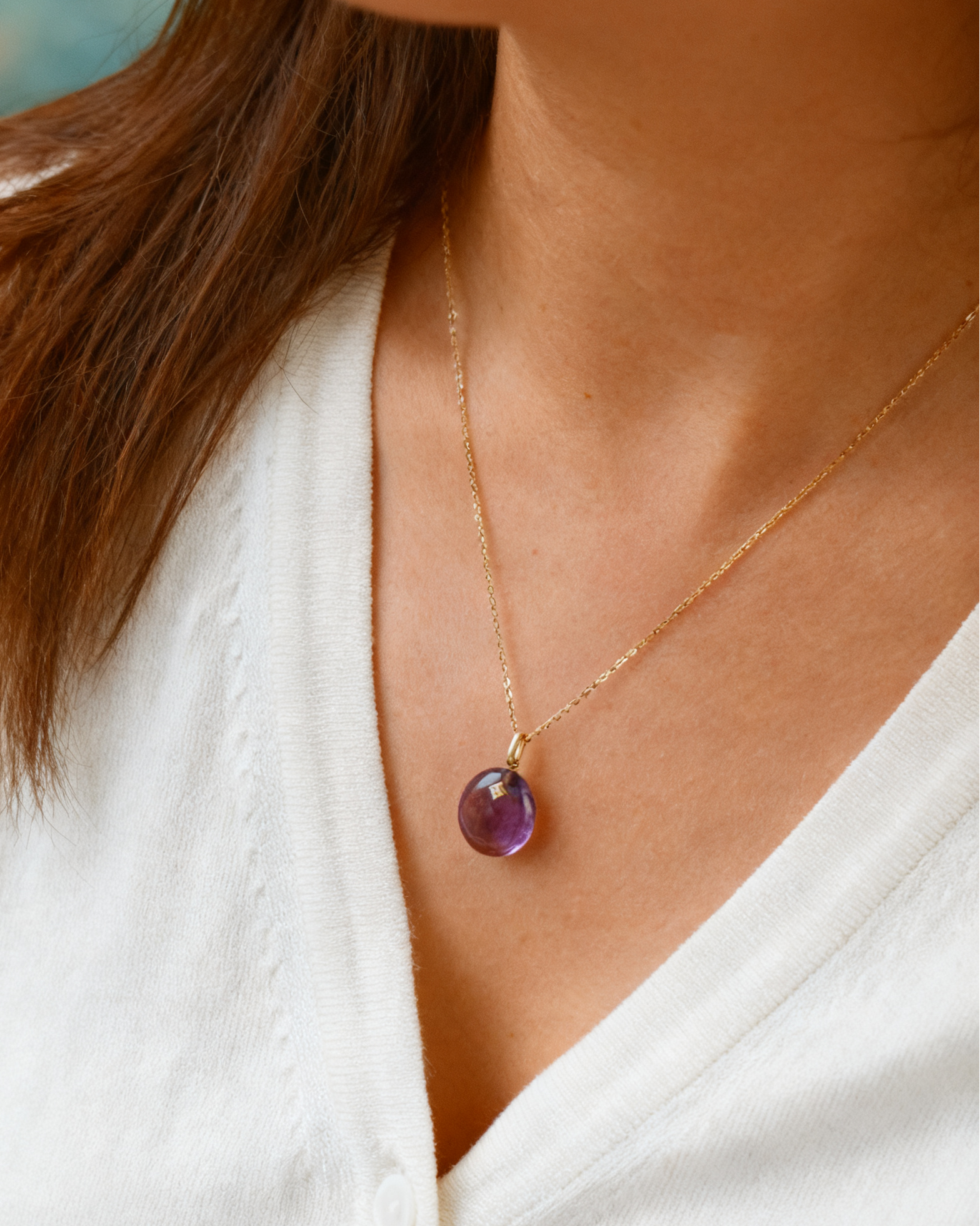 The Guiding Stars Oval Amethyst Pendant Necklace