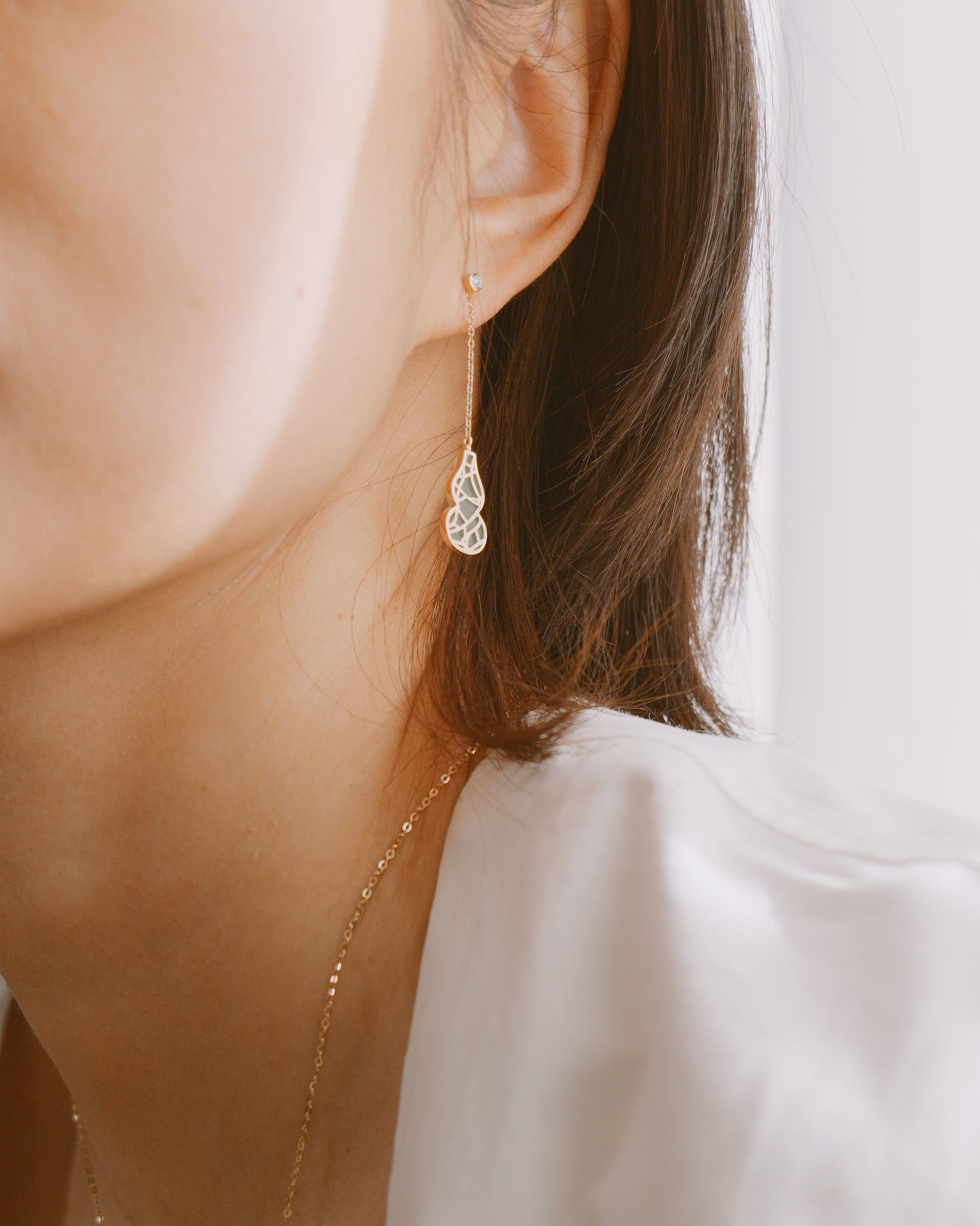 The Hulu Green Jade Drop Gourd Earrings