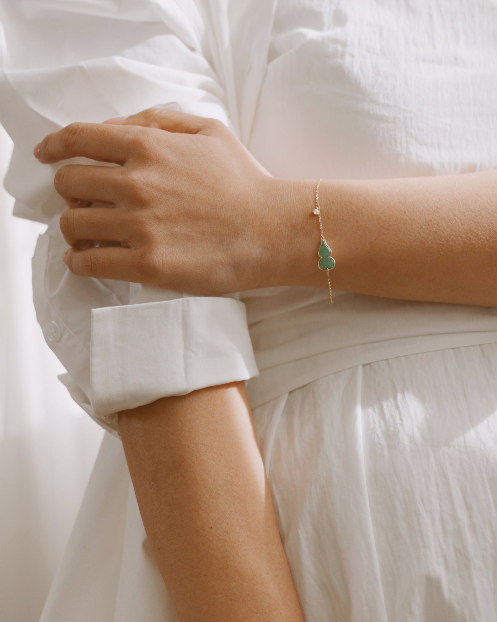 The Hulu Green Jade Gourd Bracelet