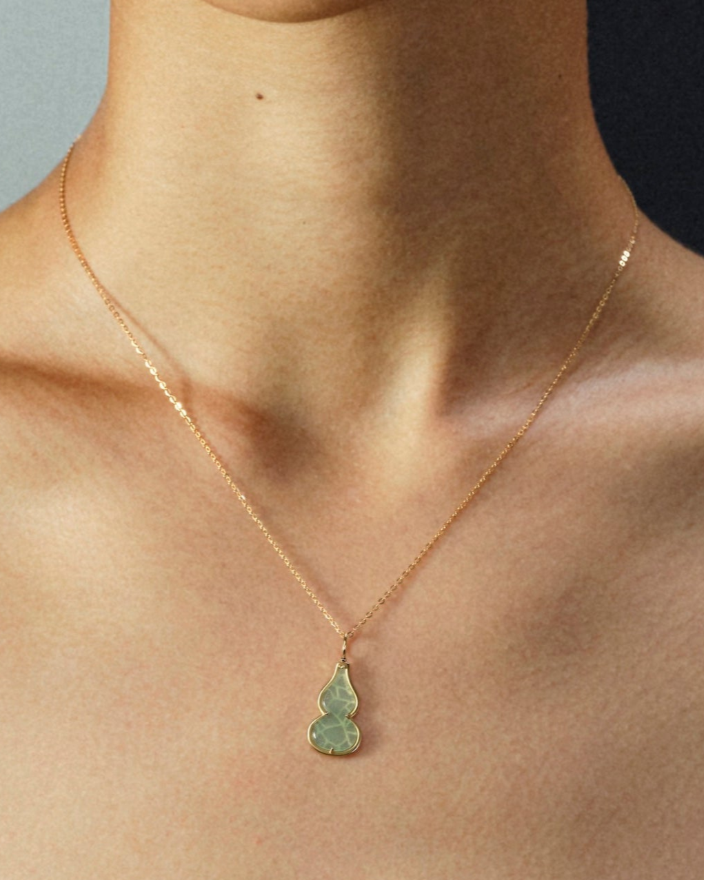 The Hulu Green Jade Gourd Pendant Necklace