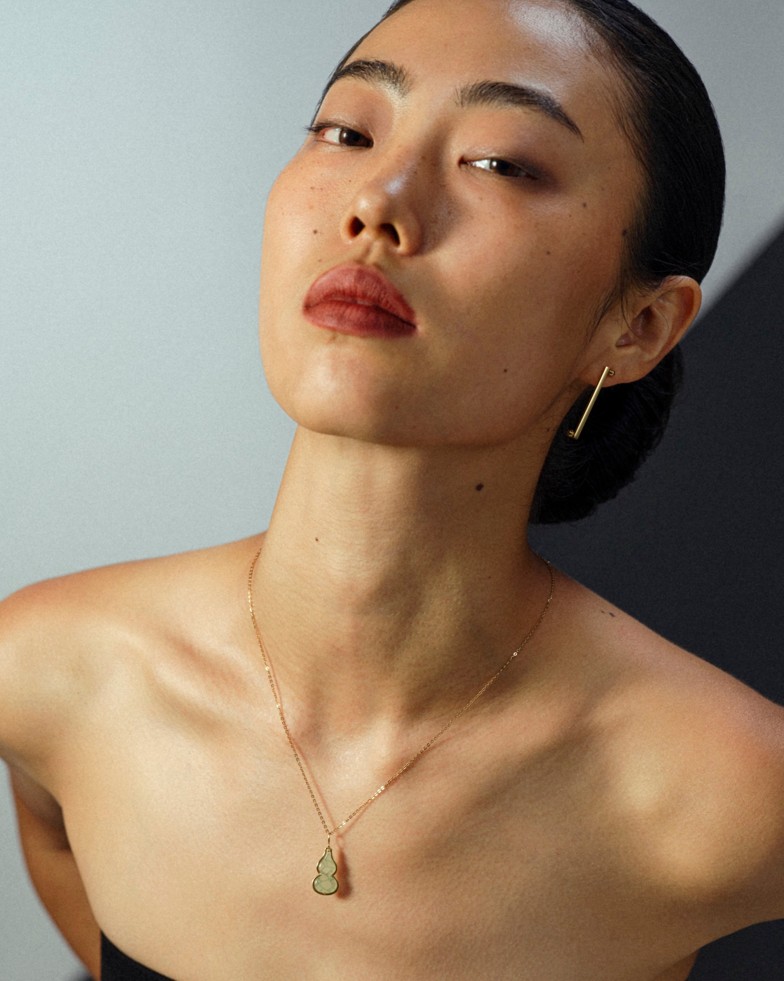 The Hulu Green Jade Gourd Pendant Necklace