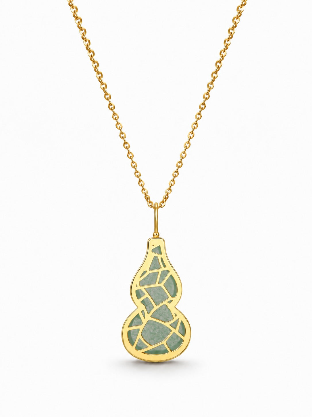 The Hulu Green Jade Gourd Pendant Necklace