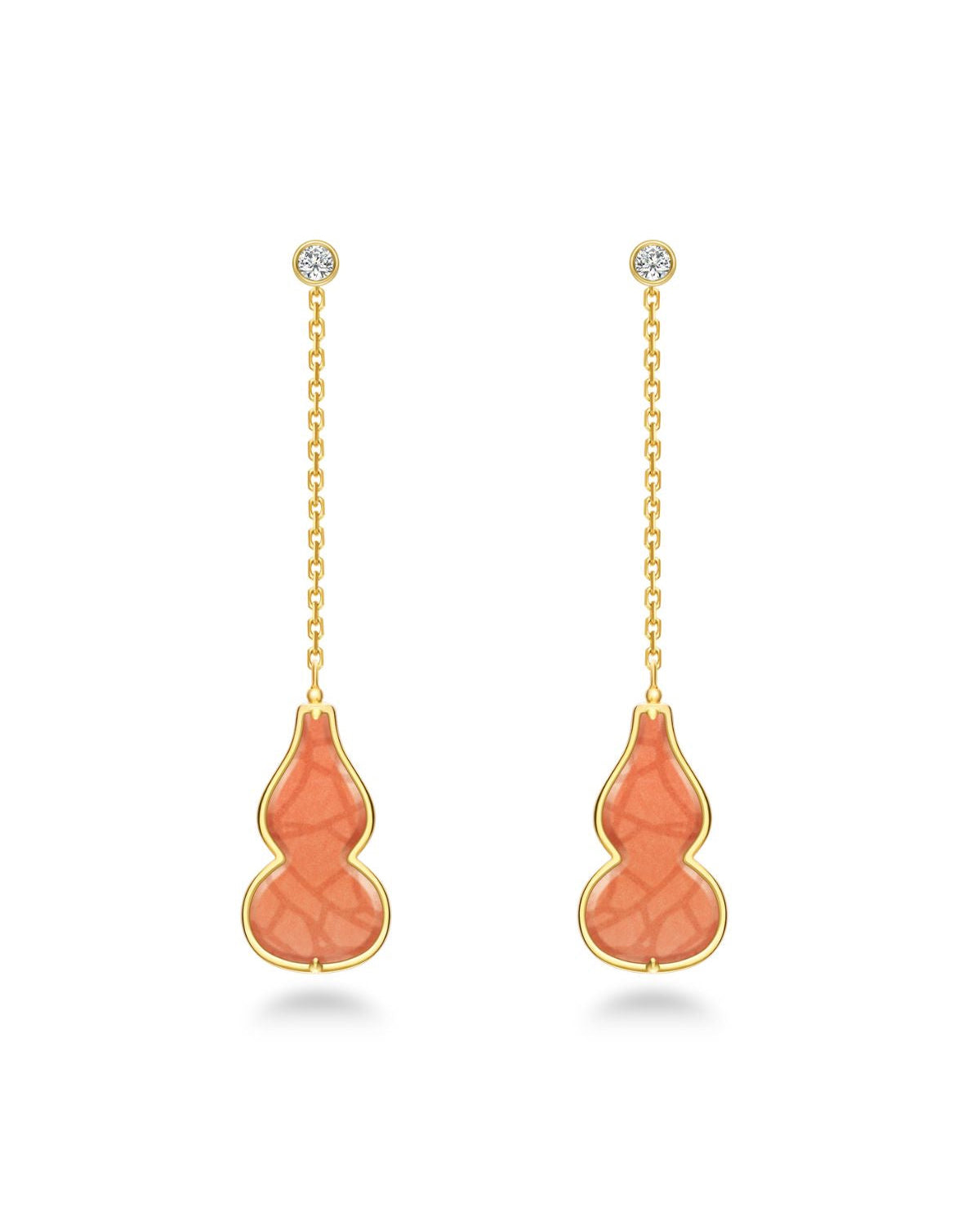 The Hulu Red Jade Gourd Drop Earrings