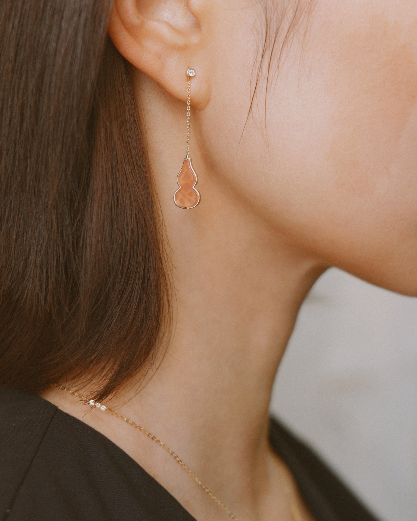 The Hulu Red Jade Gourd Drop Earrings