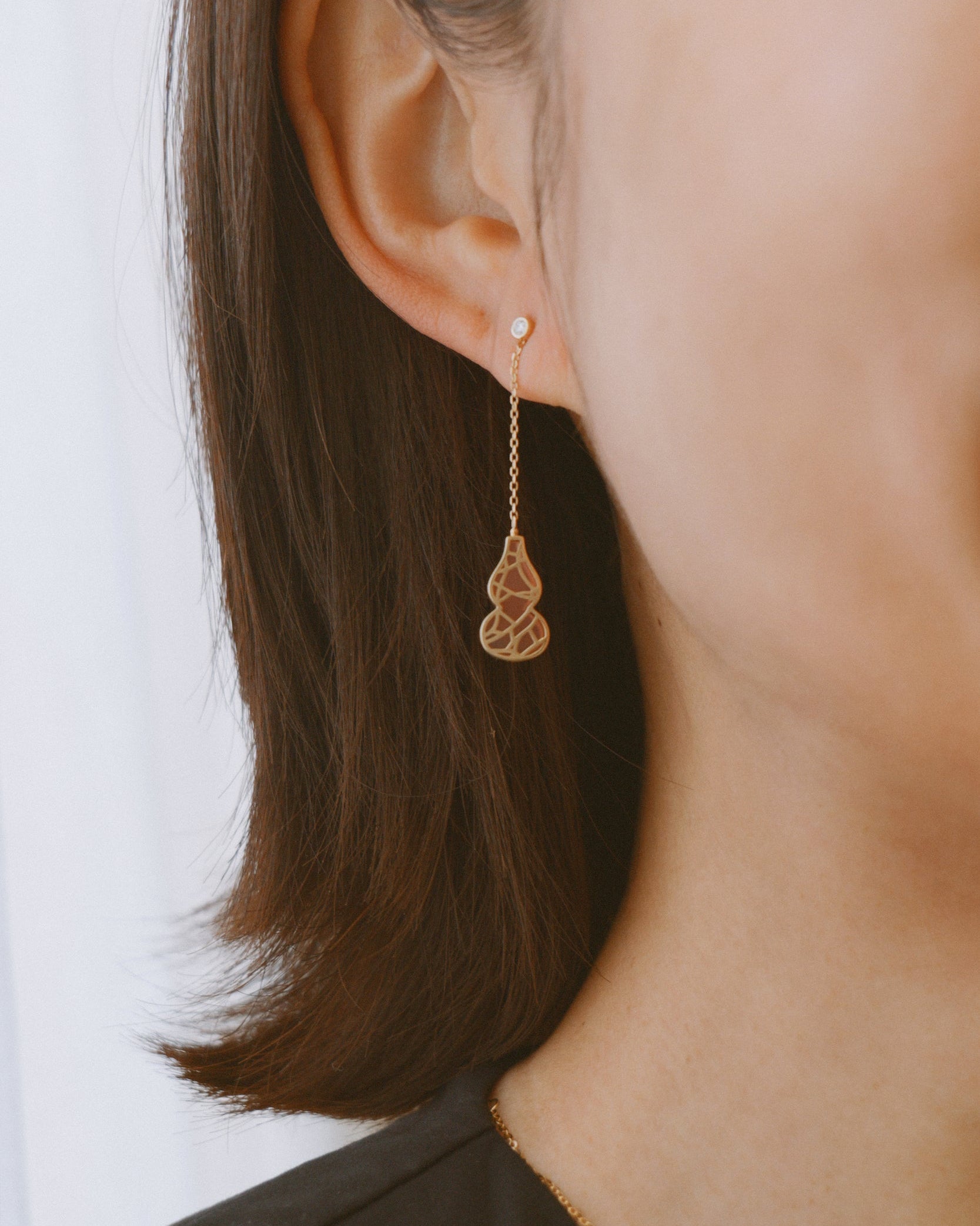 The Hulu Red Jade Gourd Drop Earrings