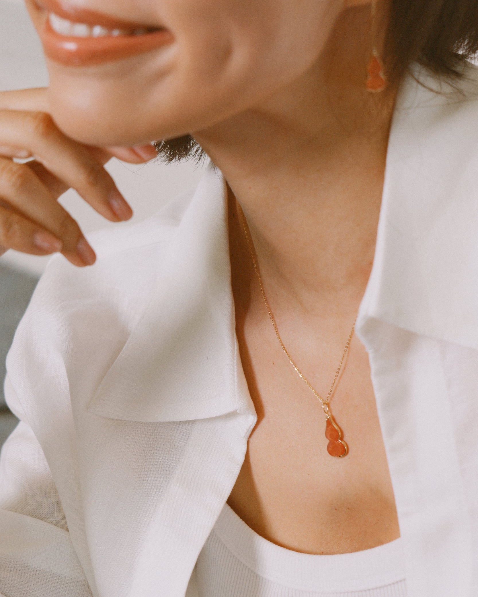 The Hulu Red Jade Gourd Pendant Necklace