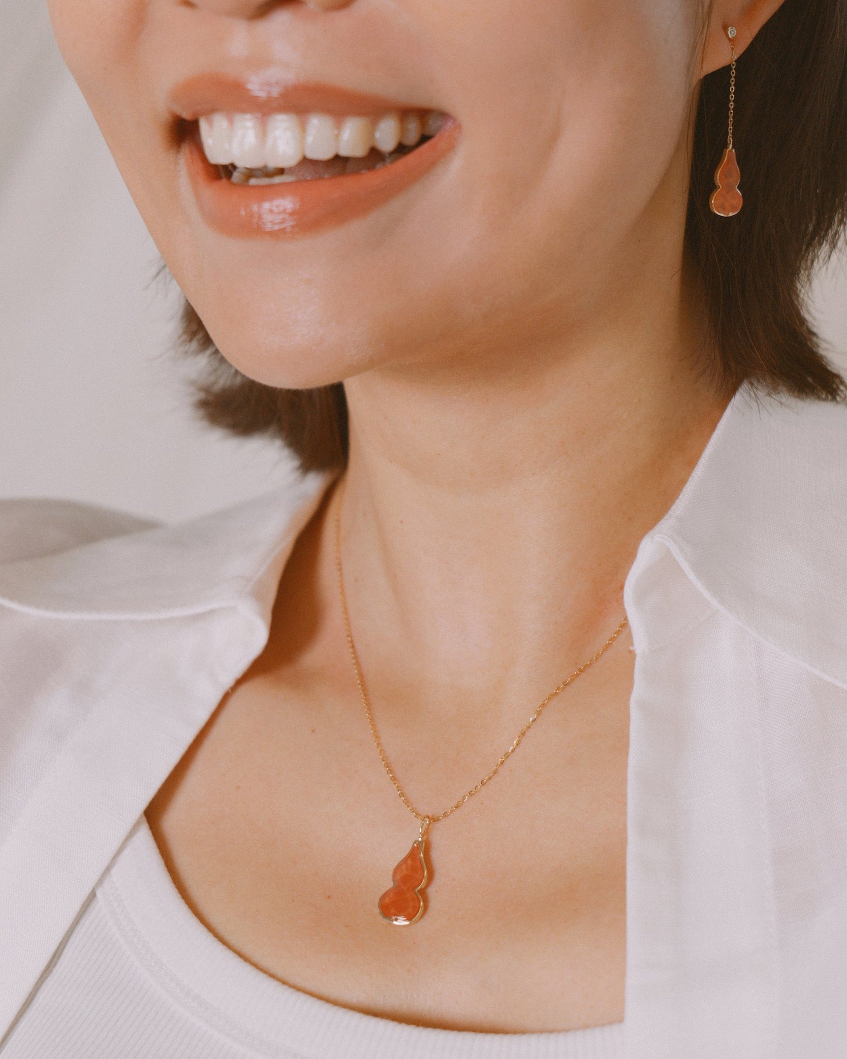 The Hulu Red Jade Gourd Pendant Necklace