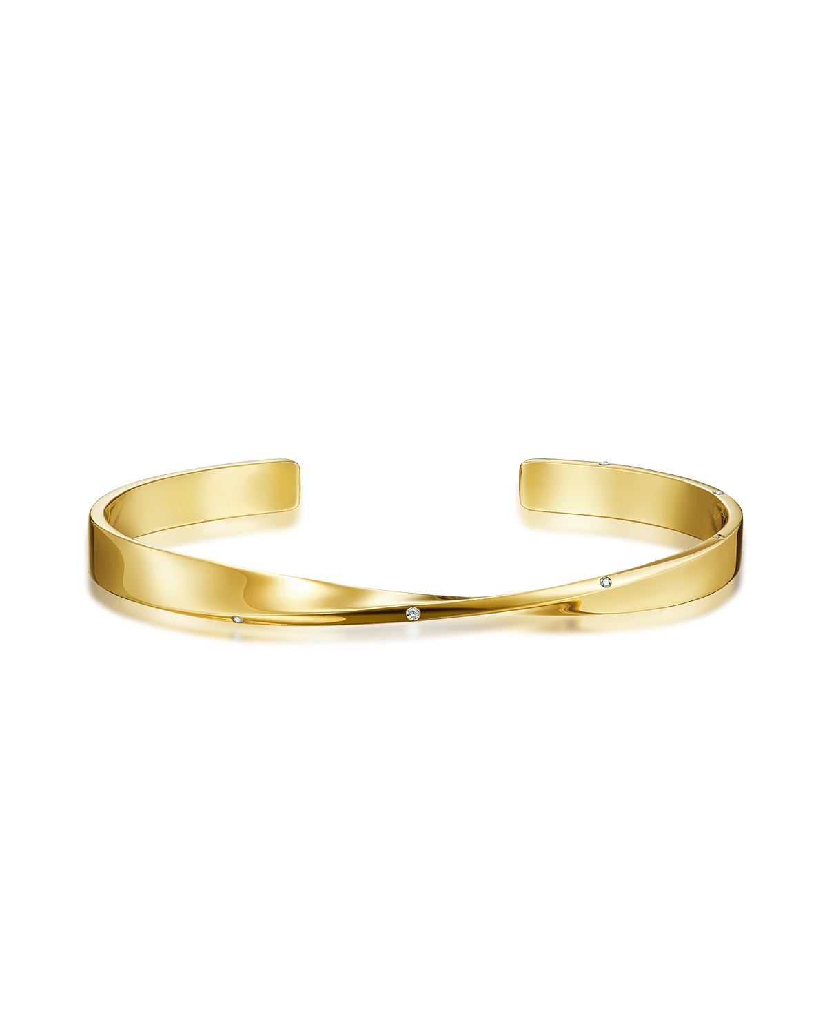 The Möbius Diamond Open Cuff Bangle - 18K Solid Gold - YIN Fine Jewelry - Chinese Modern Gold Jewelry