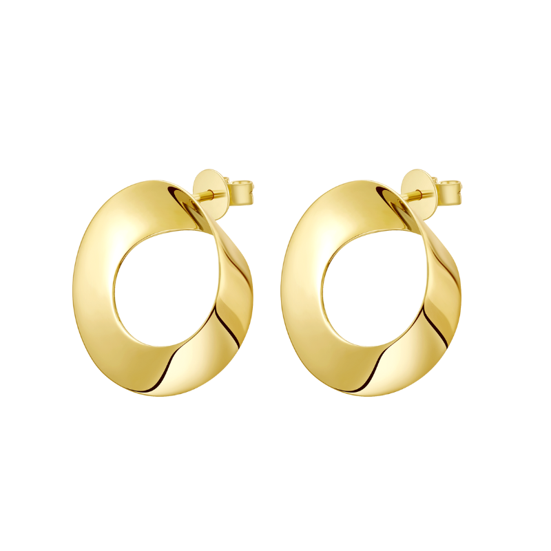 The Möbius Large Earrings - Glossy/Matte - 18K Solid Gold - YIN Fine Jewelry - Chinese Modern Gold Jewelry