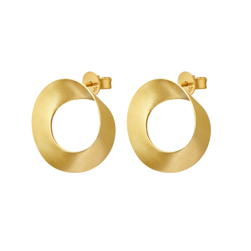 The Möbius Large Earrings - Glossy/Matte - 18K Solid Gold - YIN Fine Jewelry - Chinese Modern Gold Jewelry