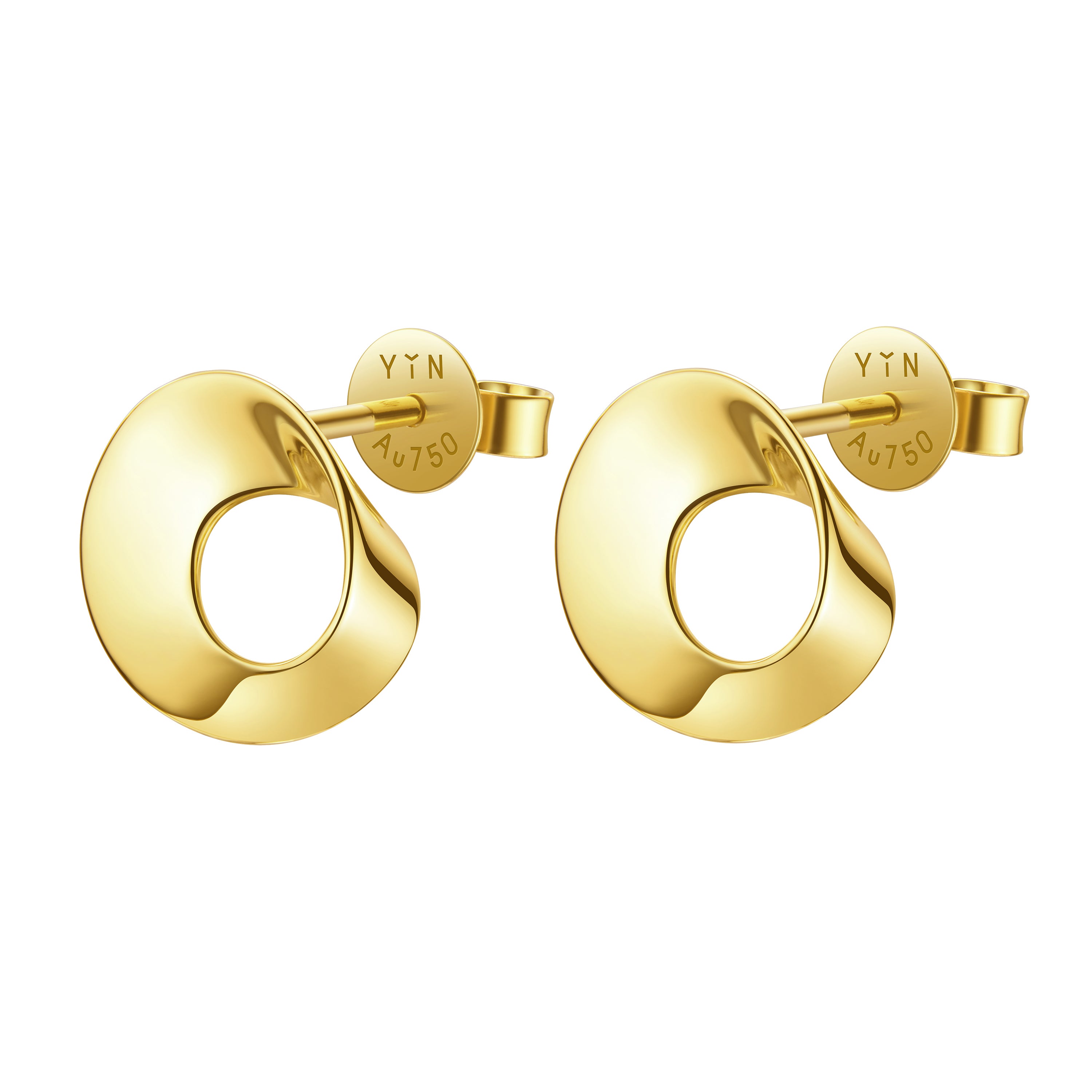 The Möbius Medium Earrings - Glossy/Matte - 18K Solid Gold - YIN Fine Jewelry - Chinese Modern Gold Jewelry