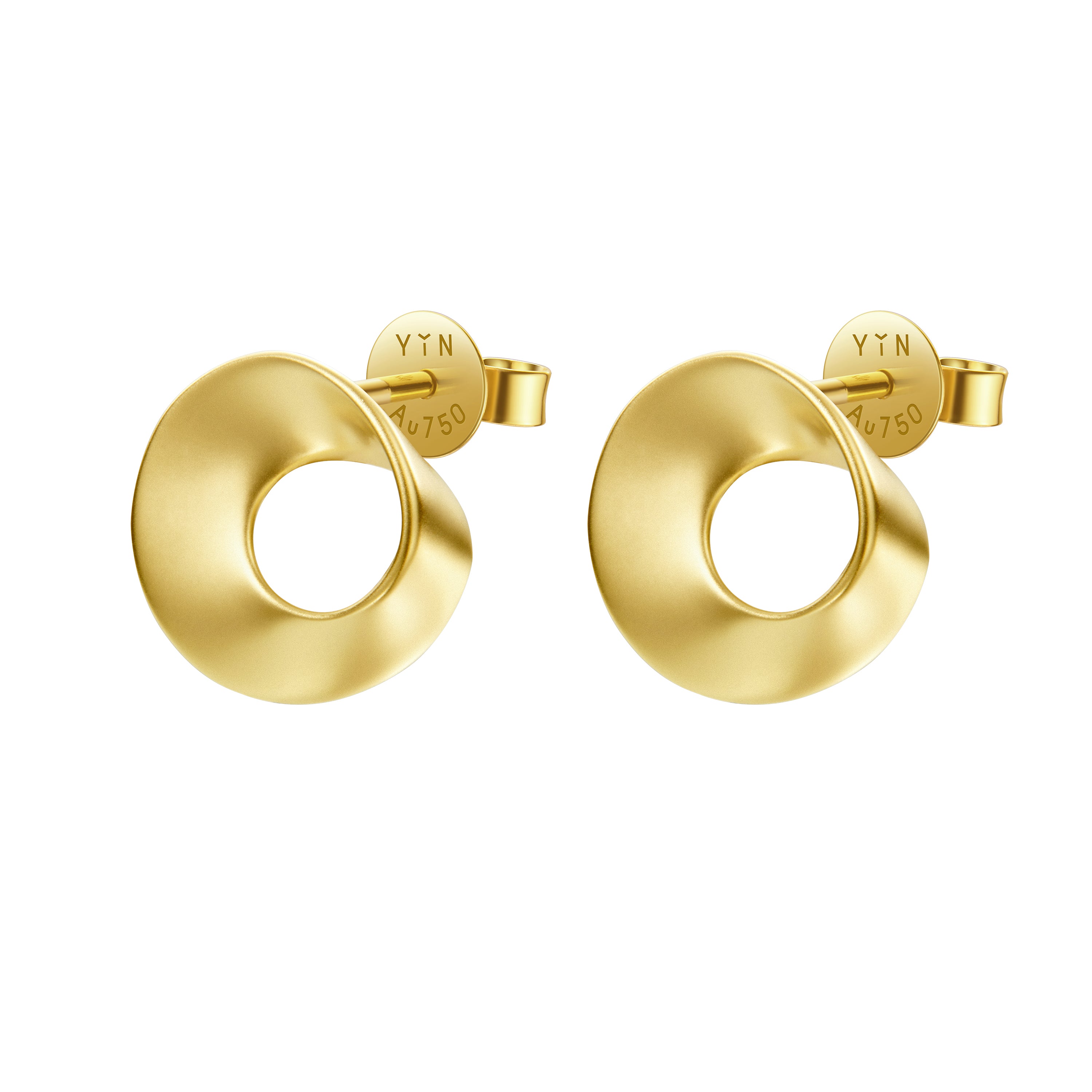 The Möbius Medium Earrings - Glossy/Matte - 18K Solid Gold - YIN Fine Jewelry - Chinese Modern Gold Jewelry