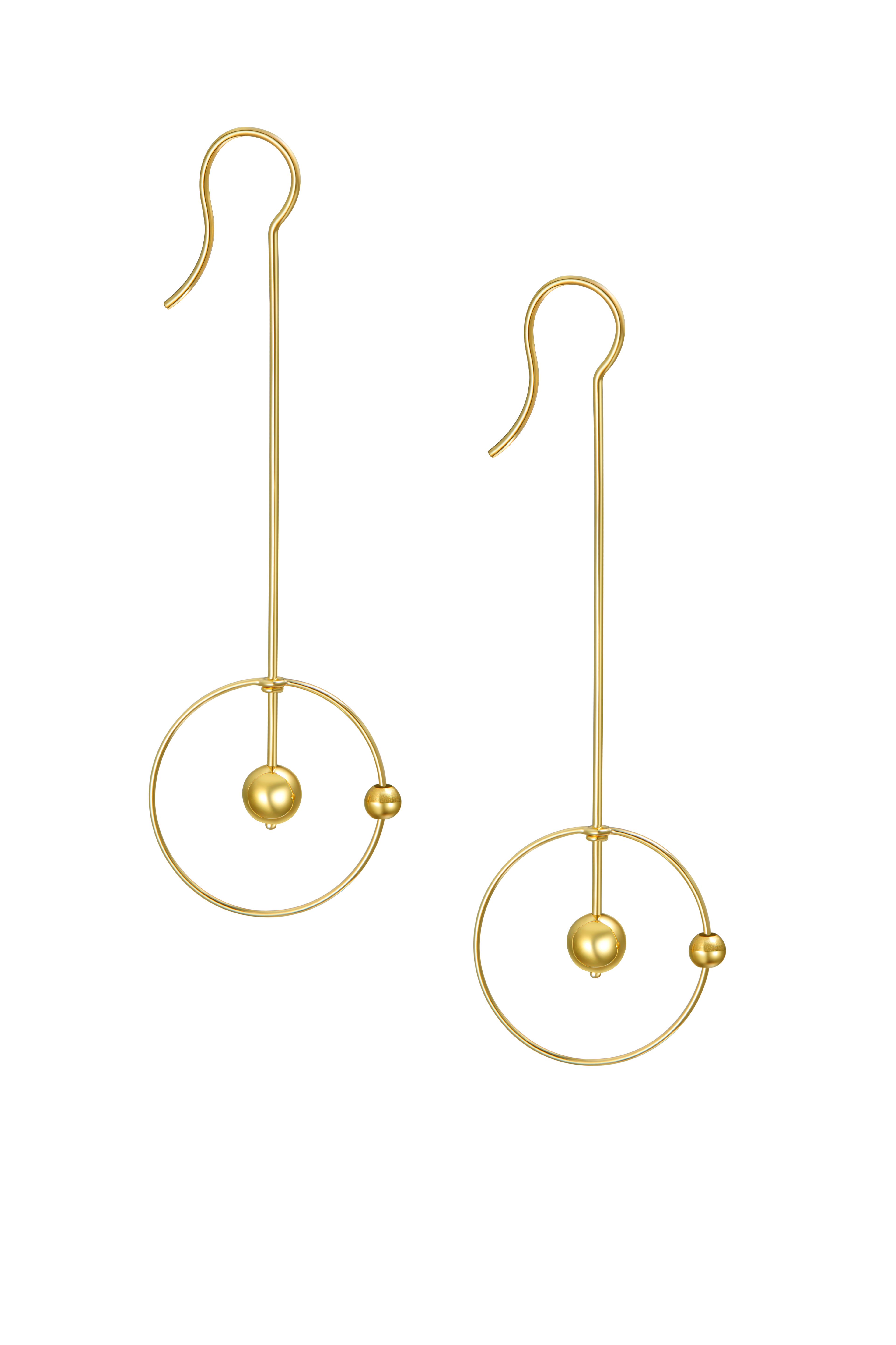 The Moon Drop Earrings - 18K Solid Gold - YIN Fine Jewelry - Chinese Modern Gold Jewelry