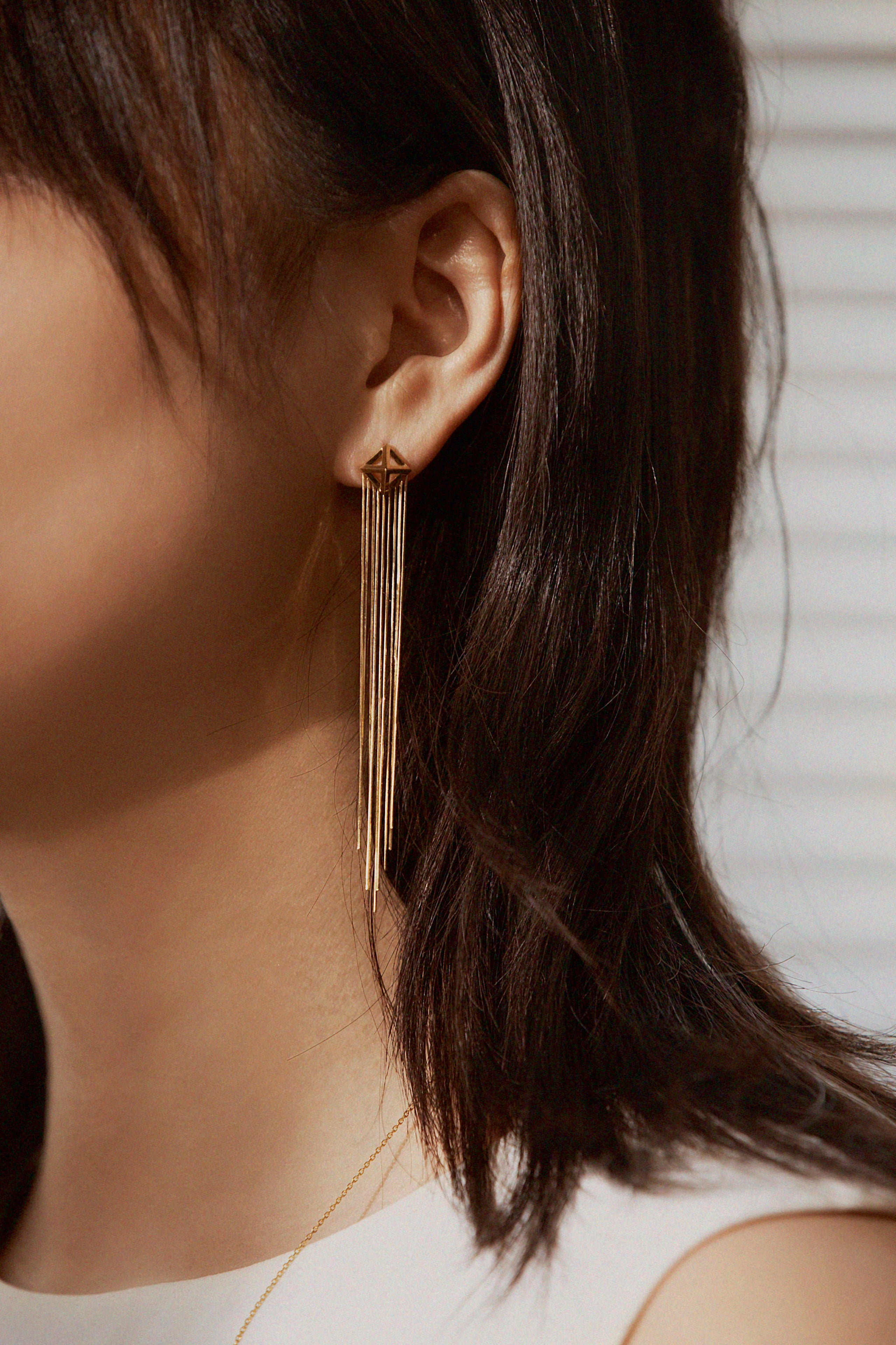The Pyramid Tassel Drop Earrings - 18K Solid Gold - YIN Fine Jewelry - Chinese Modern Gold Jewelry