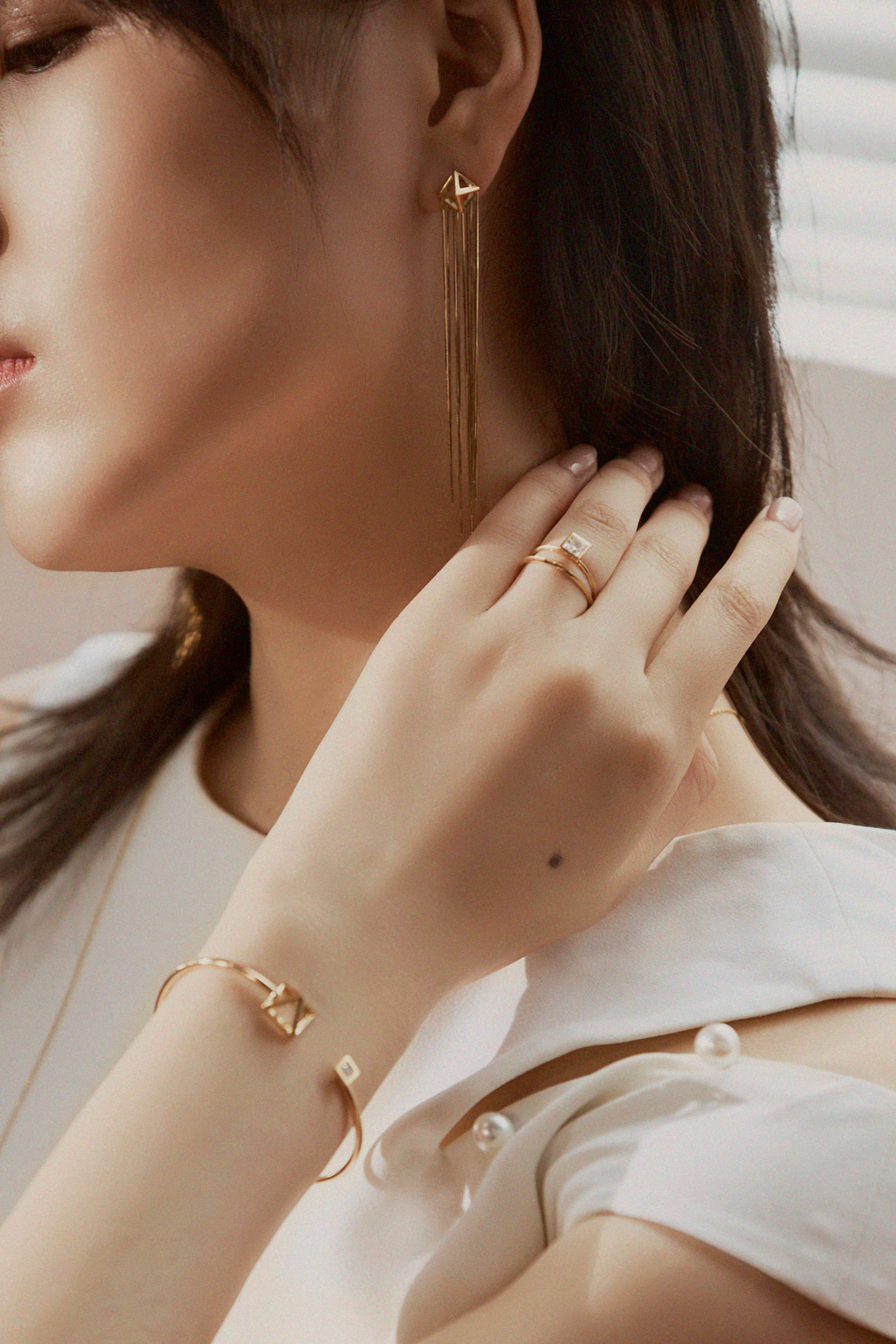 The Pyramid Tassel Drop Earrings - 18K Solid Gold - YIN Fine Jewelry - Chinese Modern Gold Jewelry