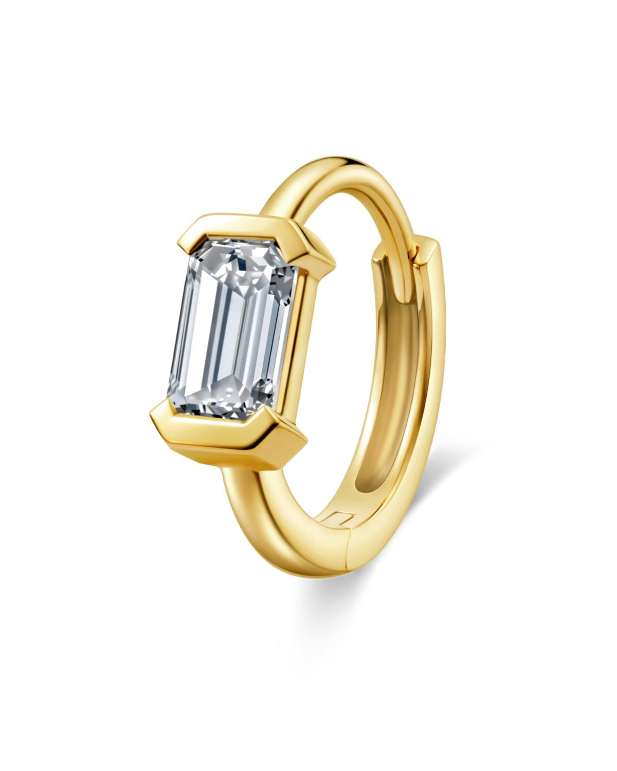 The Radiance Emerald Diamond Huggie Hoops