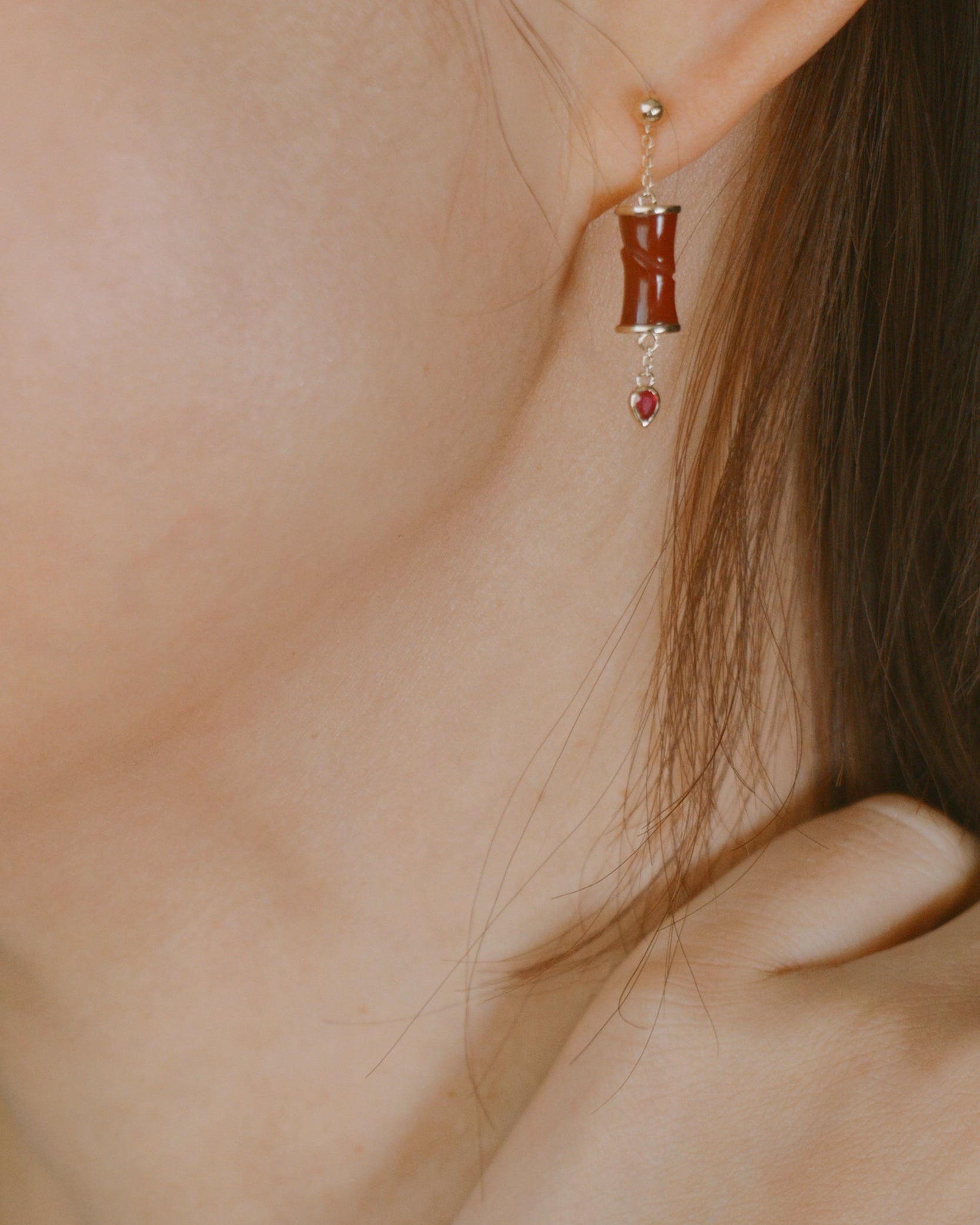 The Revival Firecracker Carnelian Drop Earrings