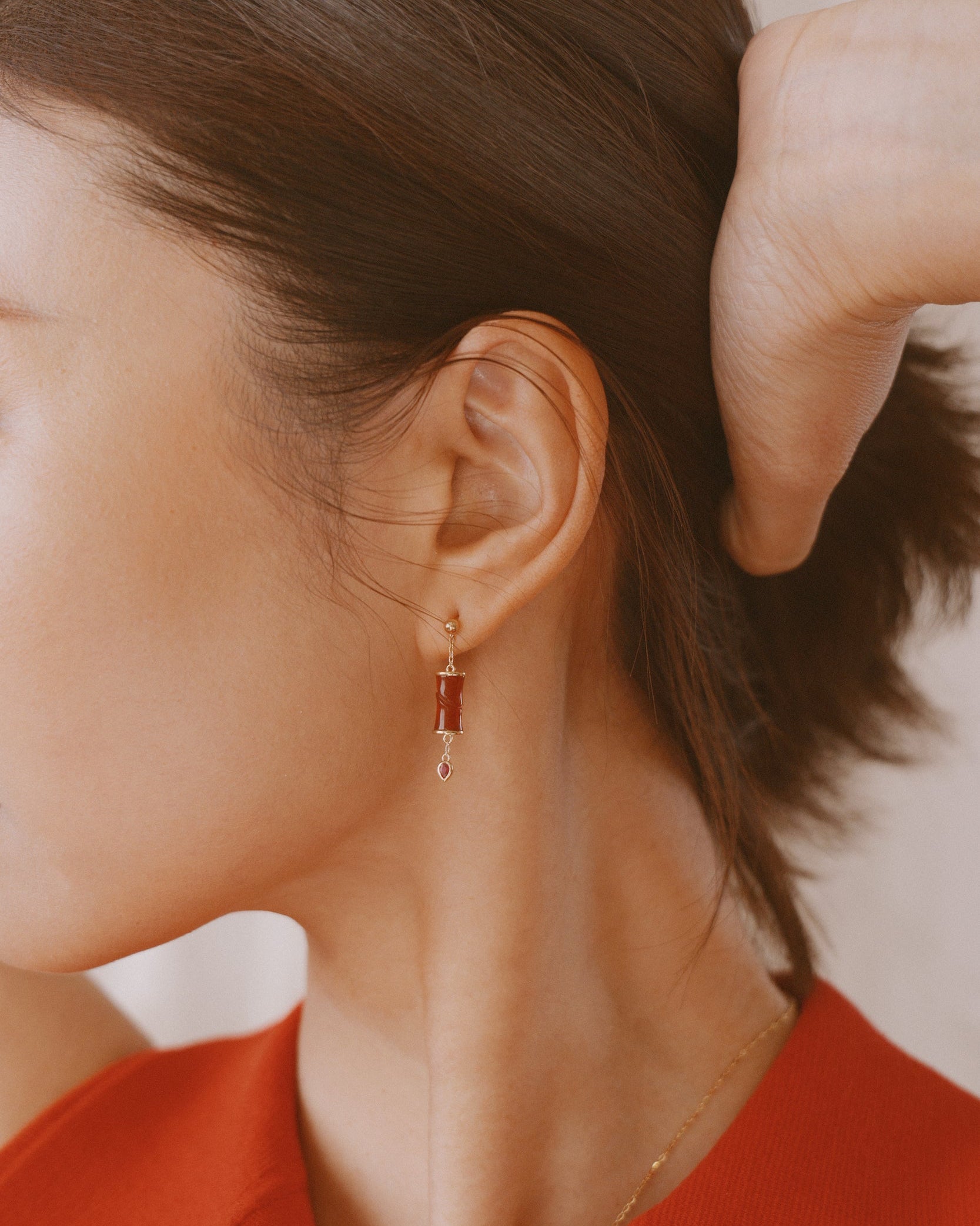 The Revival Firecracker Carnelian Drop Earrings