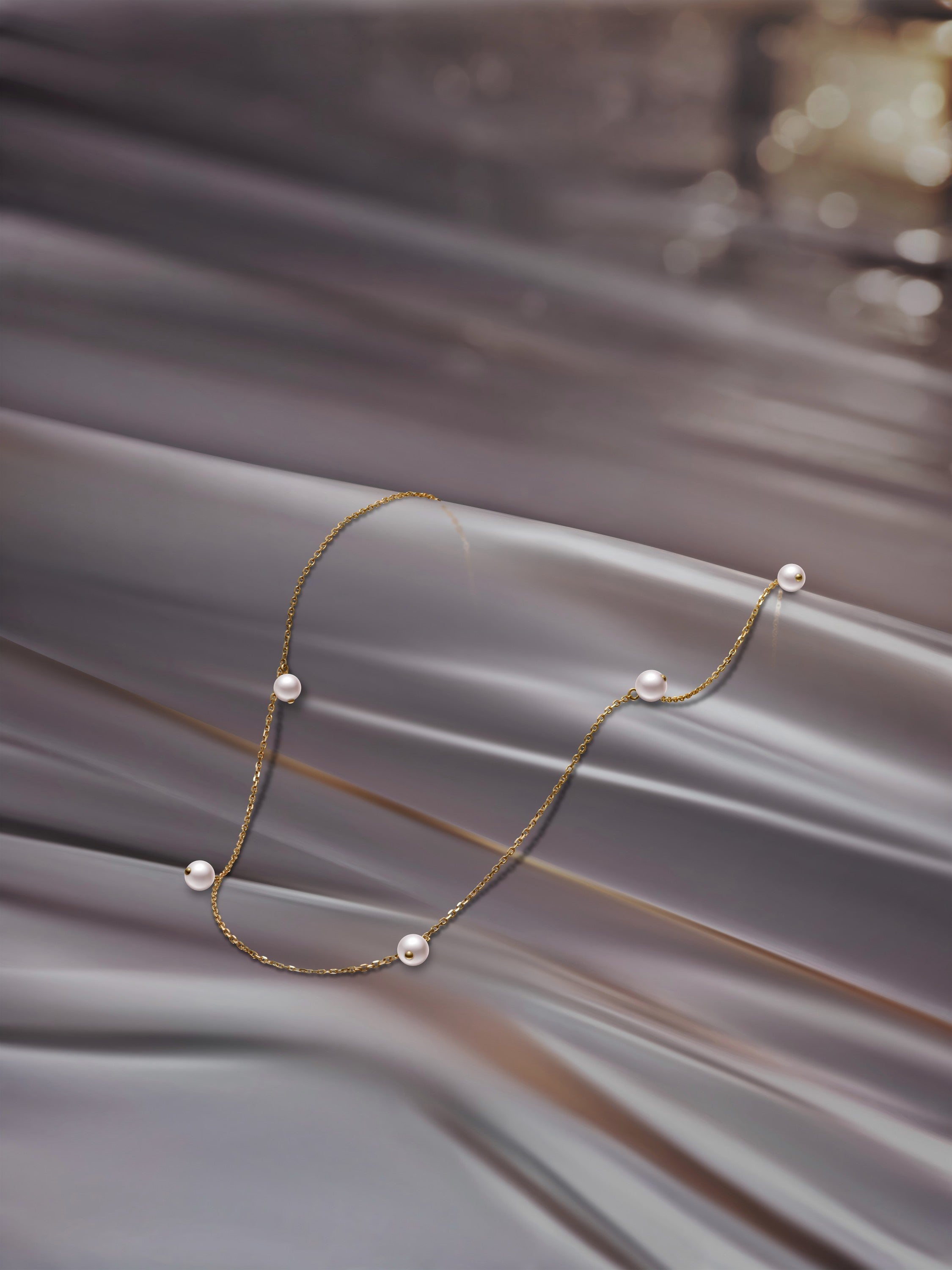 The Warm Pearl Station Necklace - 18K Solid Gold - YIN Fine Jewelry - Chinese Modern Gold Jewelry