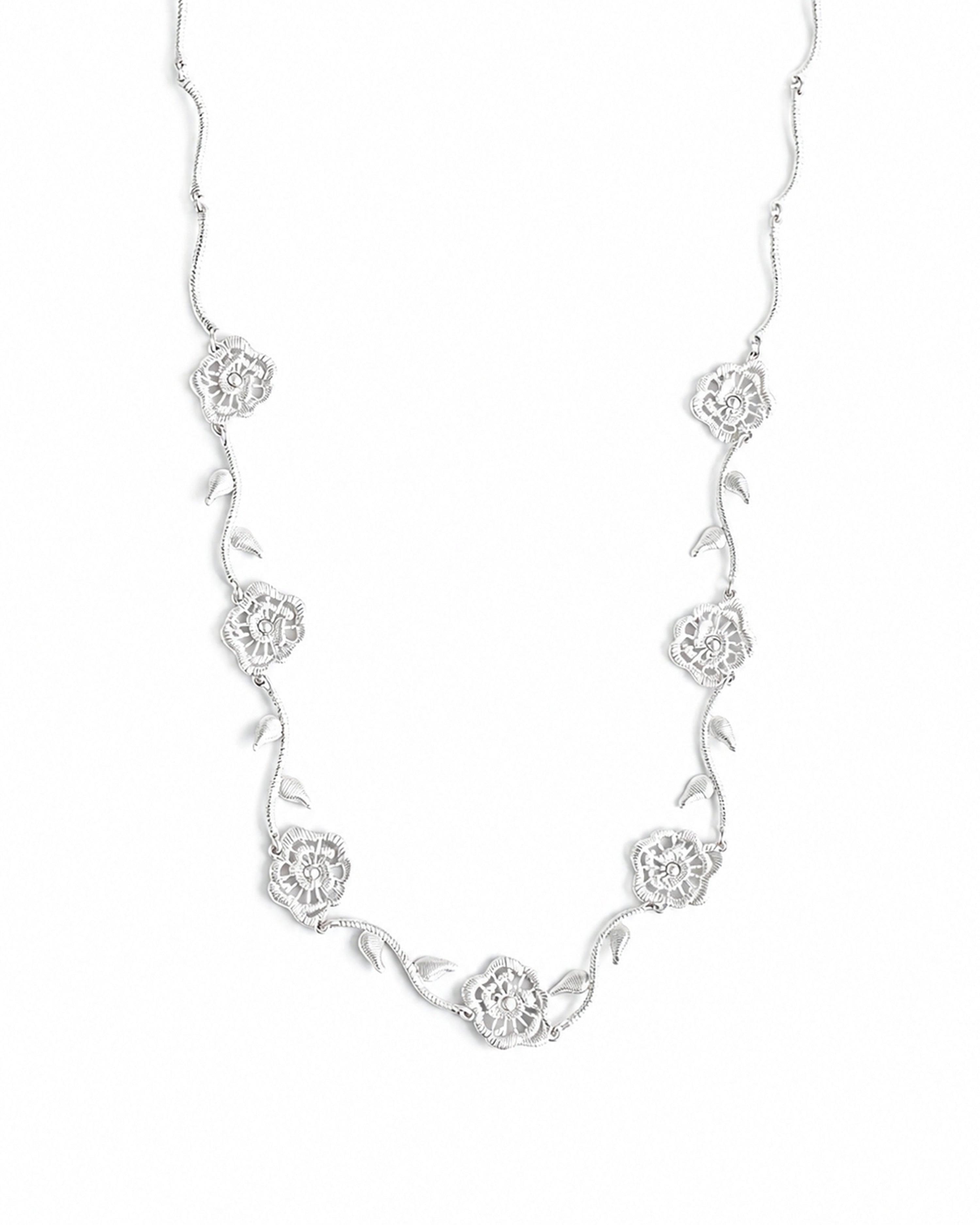 Thorned Rose Necklace - Silver