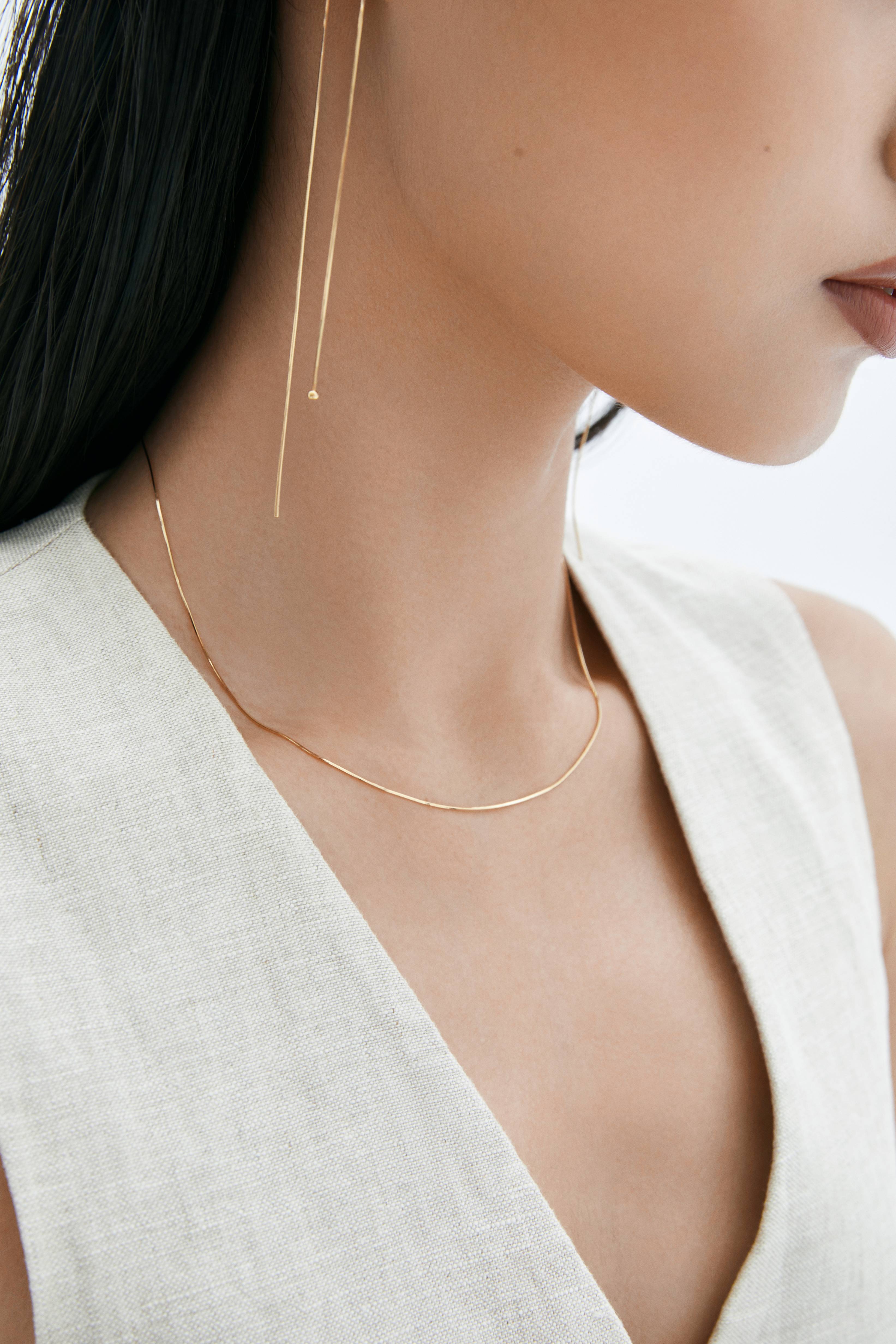 Ultra Thin Silk Necklace - 18K Solid Gold - YIN Fine Jewelry - Chinese Modern Gold Jewelry