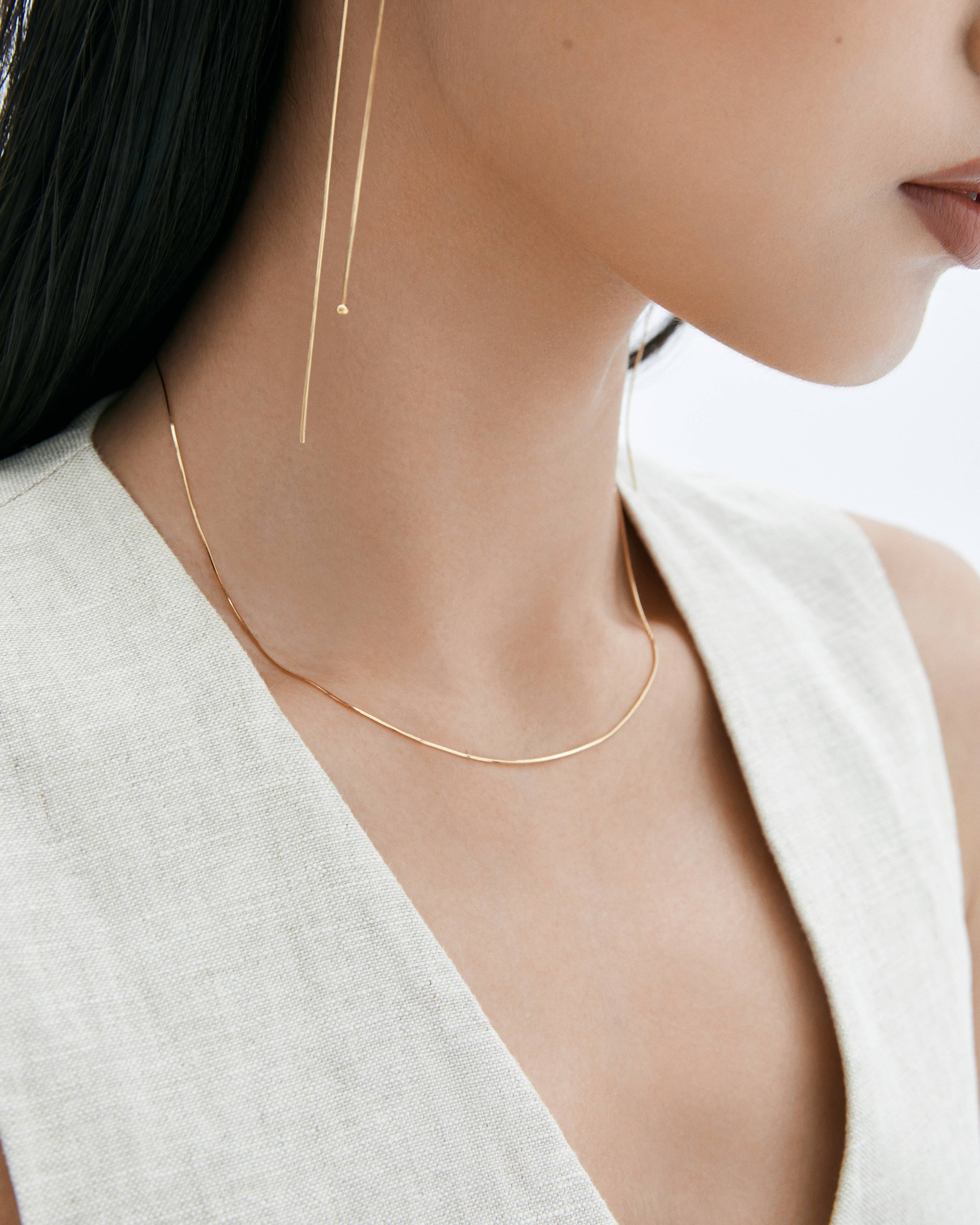 Ultra Thin Silk Necklace - 18K Solid Gold - YIN Fine Jewelry - Chinese Modern Gold Jewelry