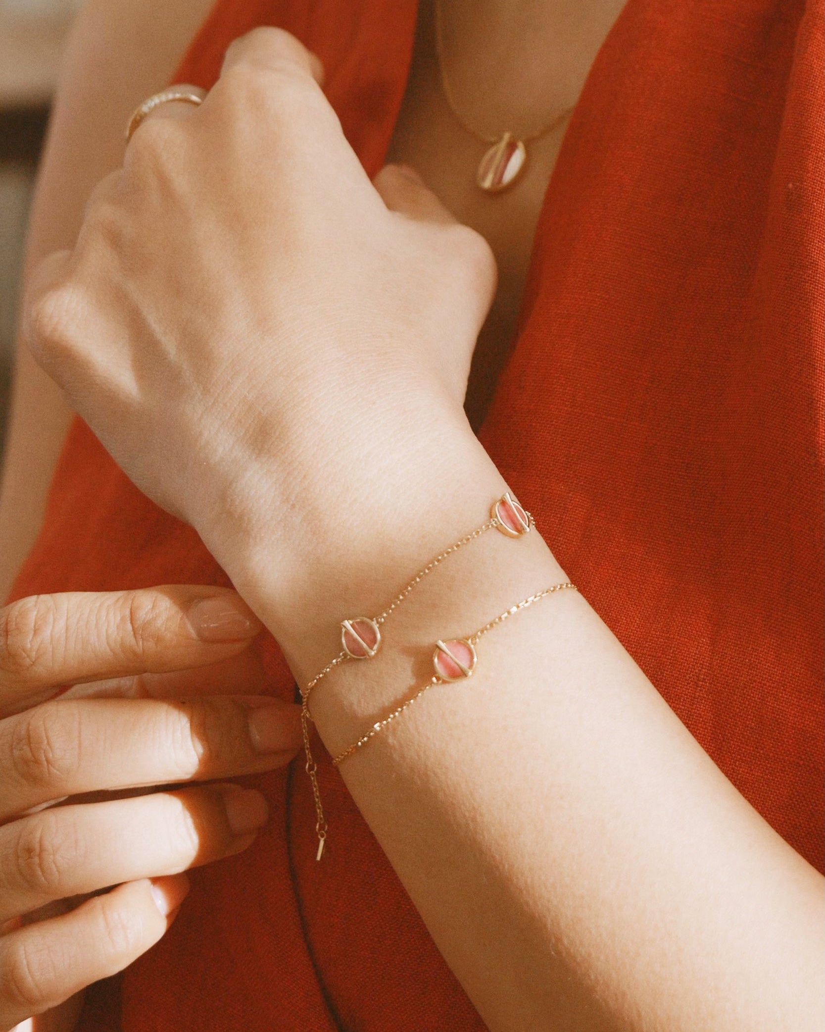 The Golden Ratio Bracelet - Rhodonite