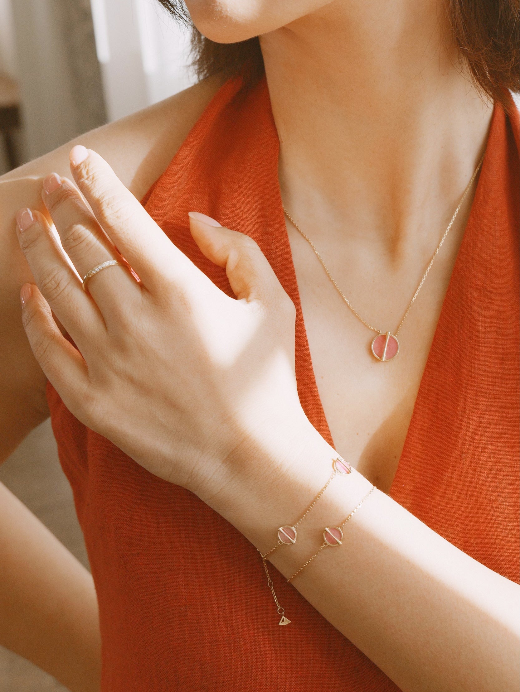 The Golden Ratio Necklace - Rhodonite