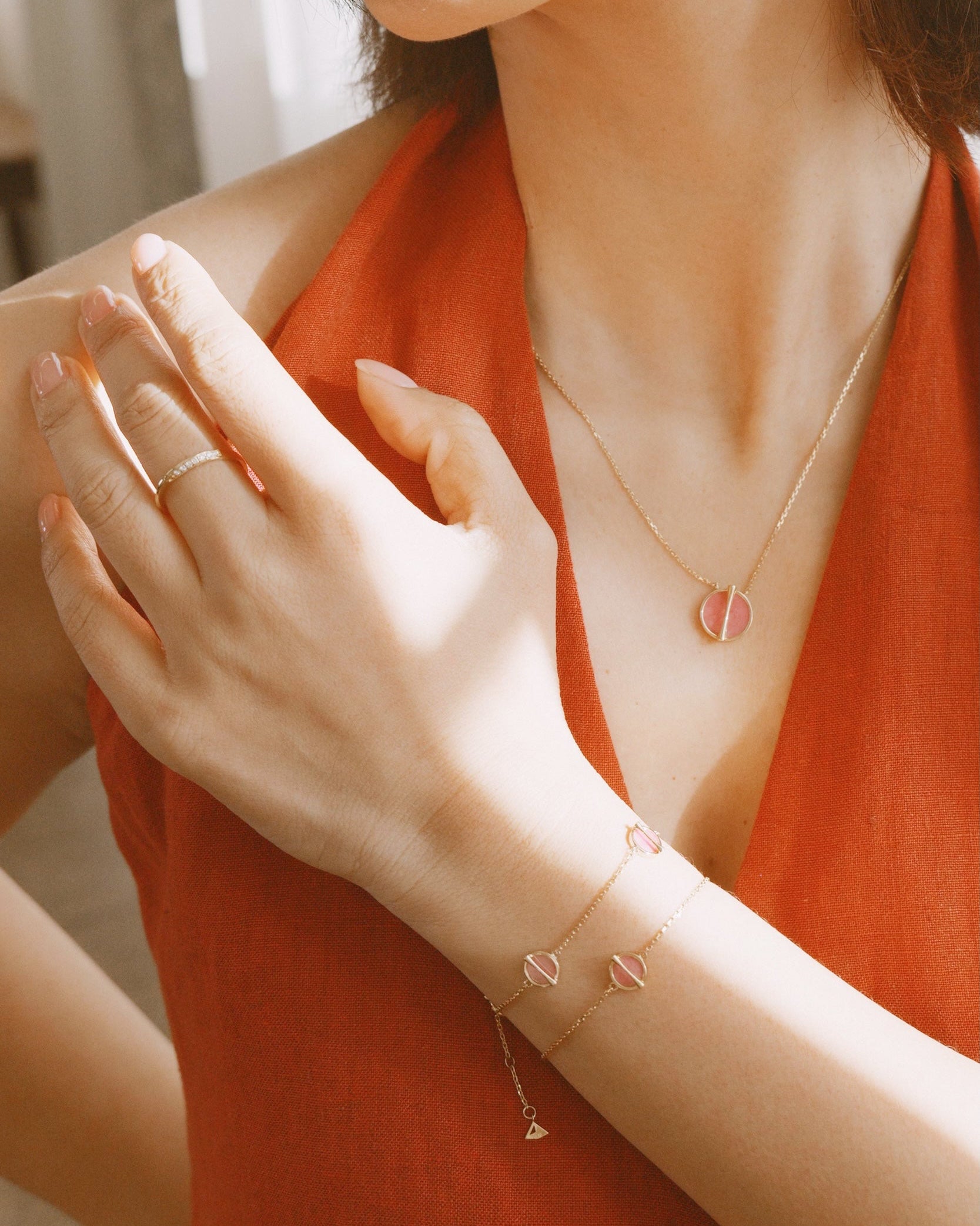 The Golden Ratio Necklace - Rhodonite