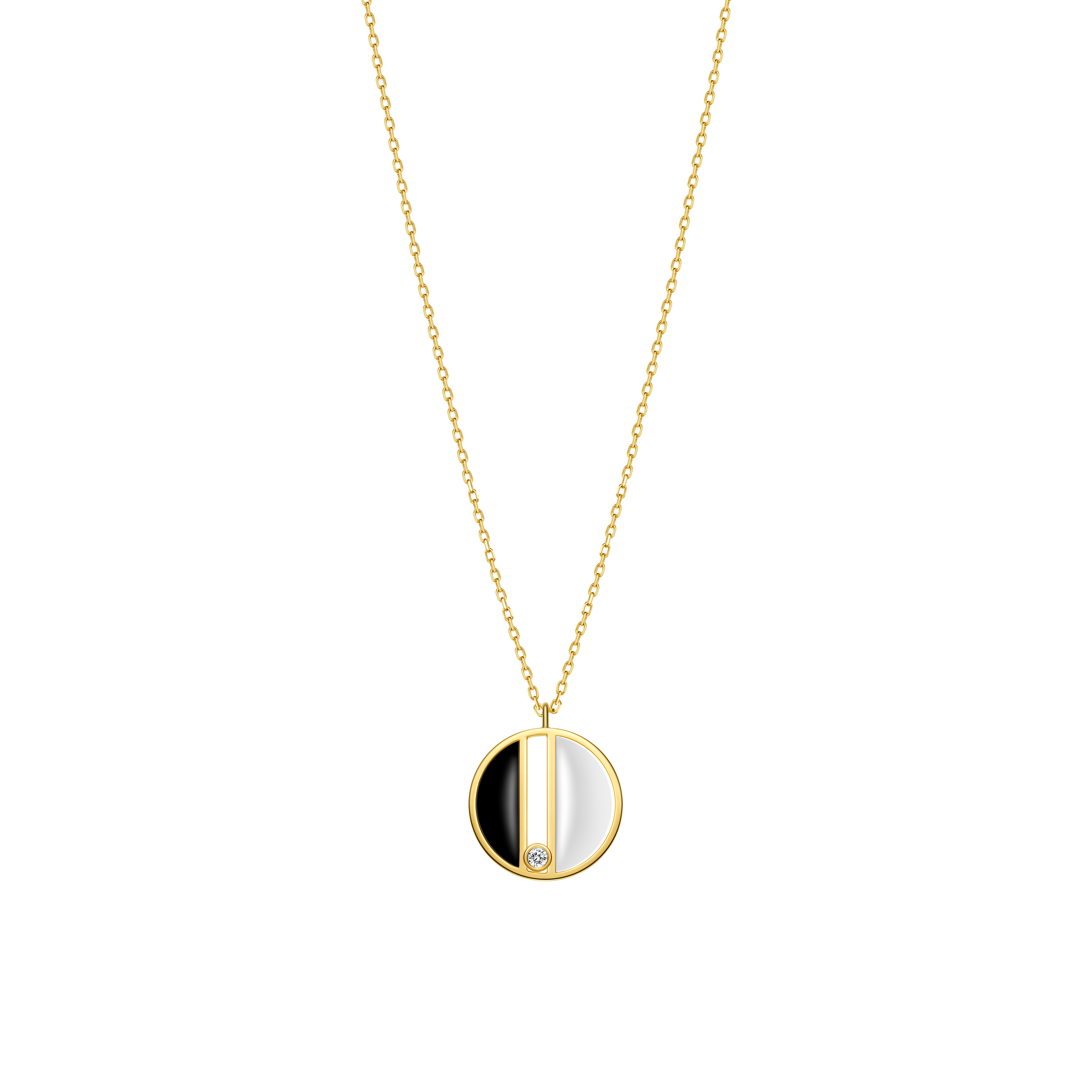 The Game of Weiqi Black & White Jade Necklace - 18K - Solid - Gold - YIN Fine Jewelry - Chinese Modern Gold Jewelry