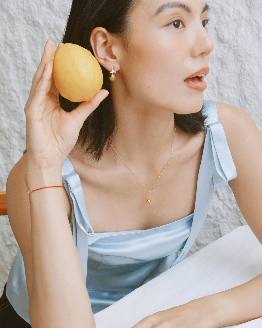 Tanghulu Wan-Knot Pendant Necklace - Yellow Chalcedony