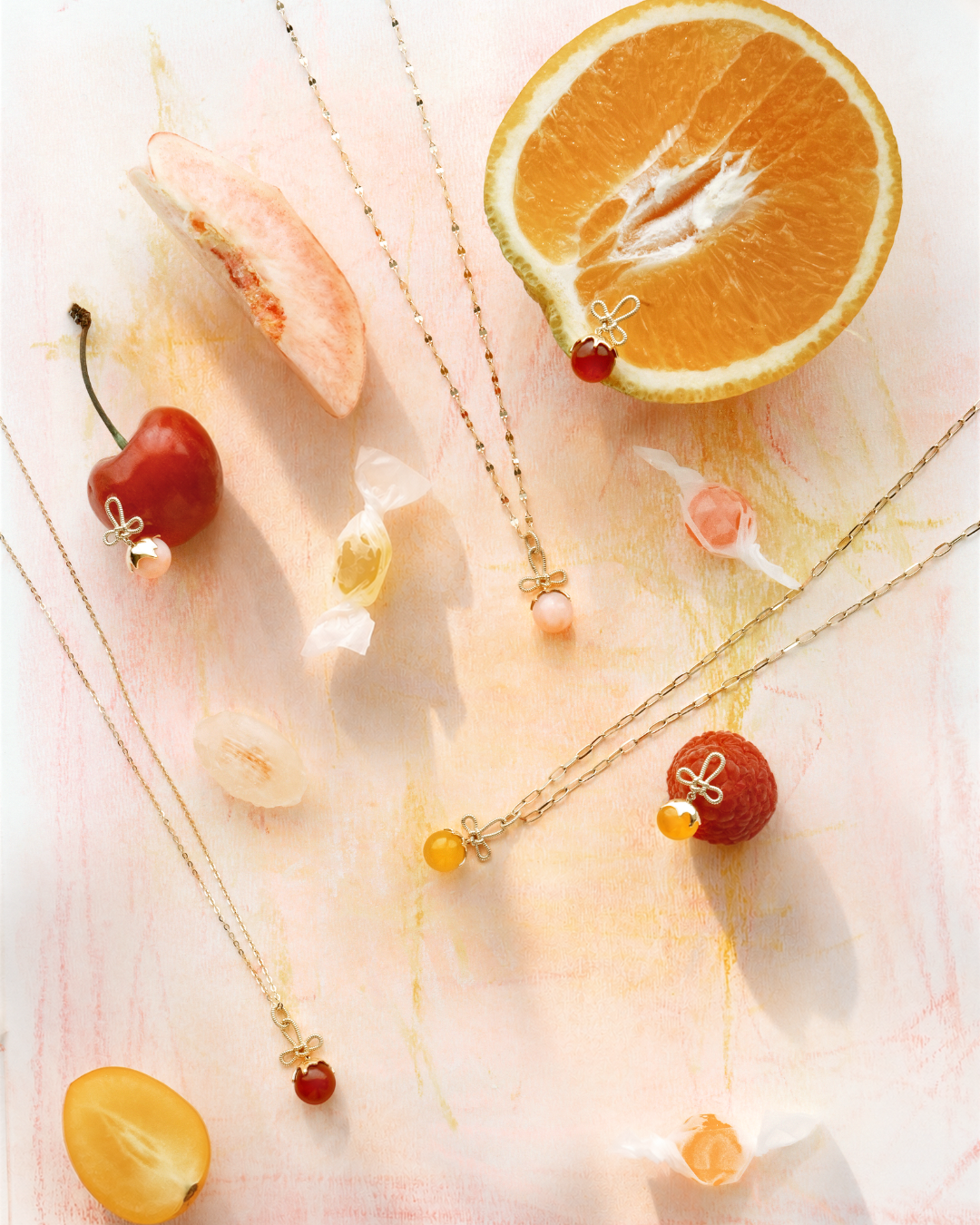 Tanghulu Wan-Knot Pendant Necklace - Pink Opal