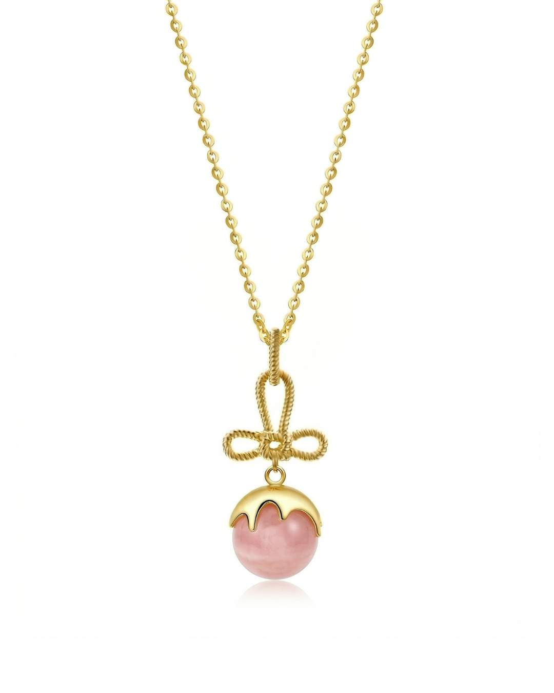 Tanghulu Wan-Knot Pendant Necklace - Pink Opal