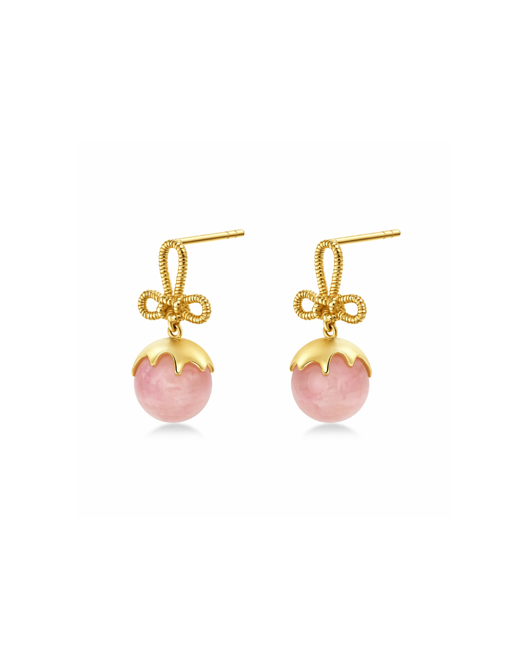 Tanghulu Wan-Knot Earrings - Pink Opal