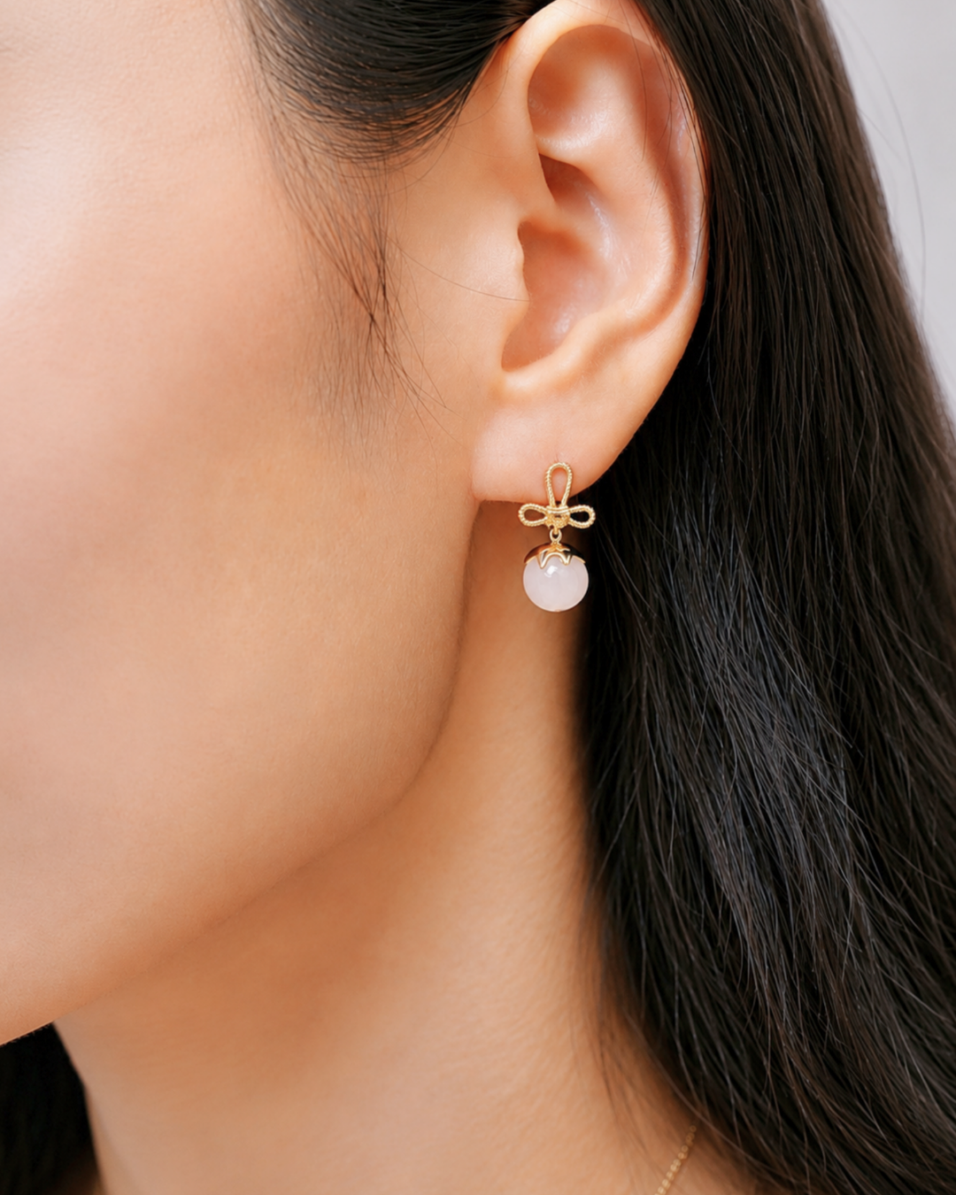 Tanghulu Wan-Knot Earrings - Pink Opal