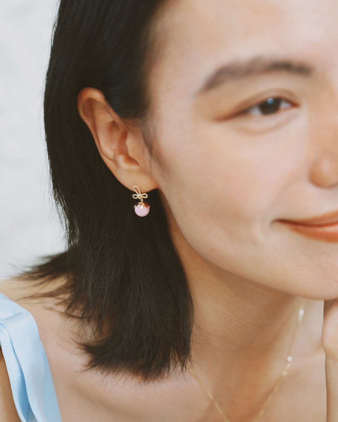 Tanghulu Wan-Knot Earrings - Pink Opal