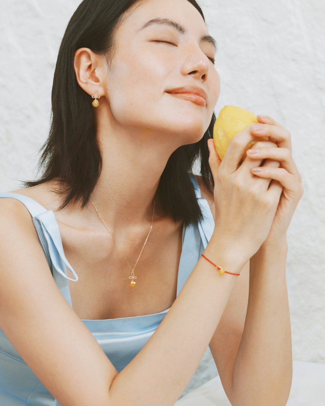 Tanghulu Wan-Knot Earrings - Yellow Chalcedony