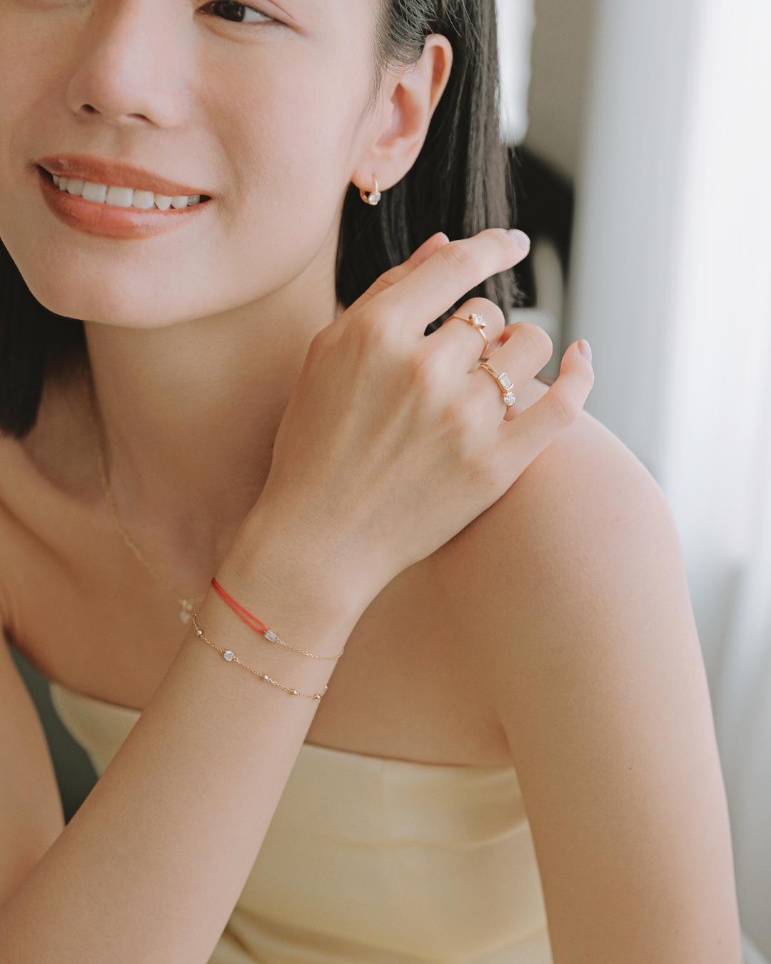The Radiance Diamond Half Chain Half String Bracelet