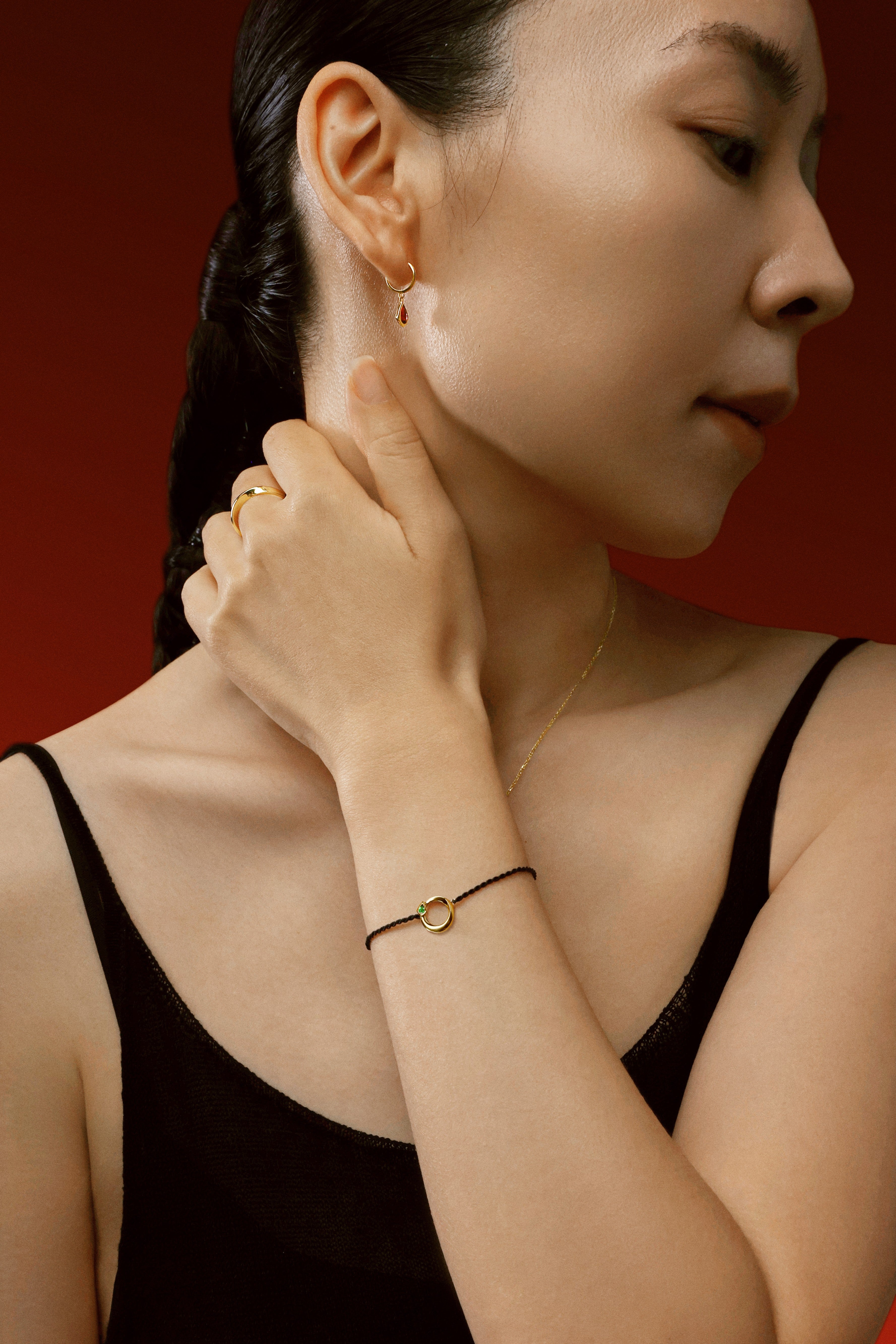 12 Chinese Zodiac - Year of the Snake Cord Bracelet - 18K Solid Gold - YIN Fine Jewelry - Chinese Modern Gold Jewelry 