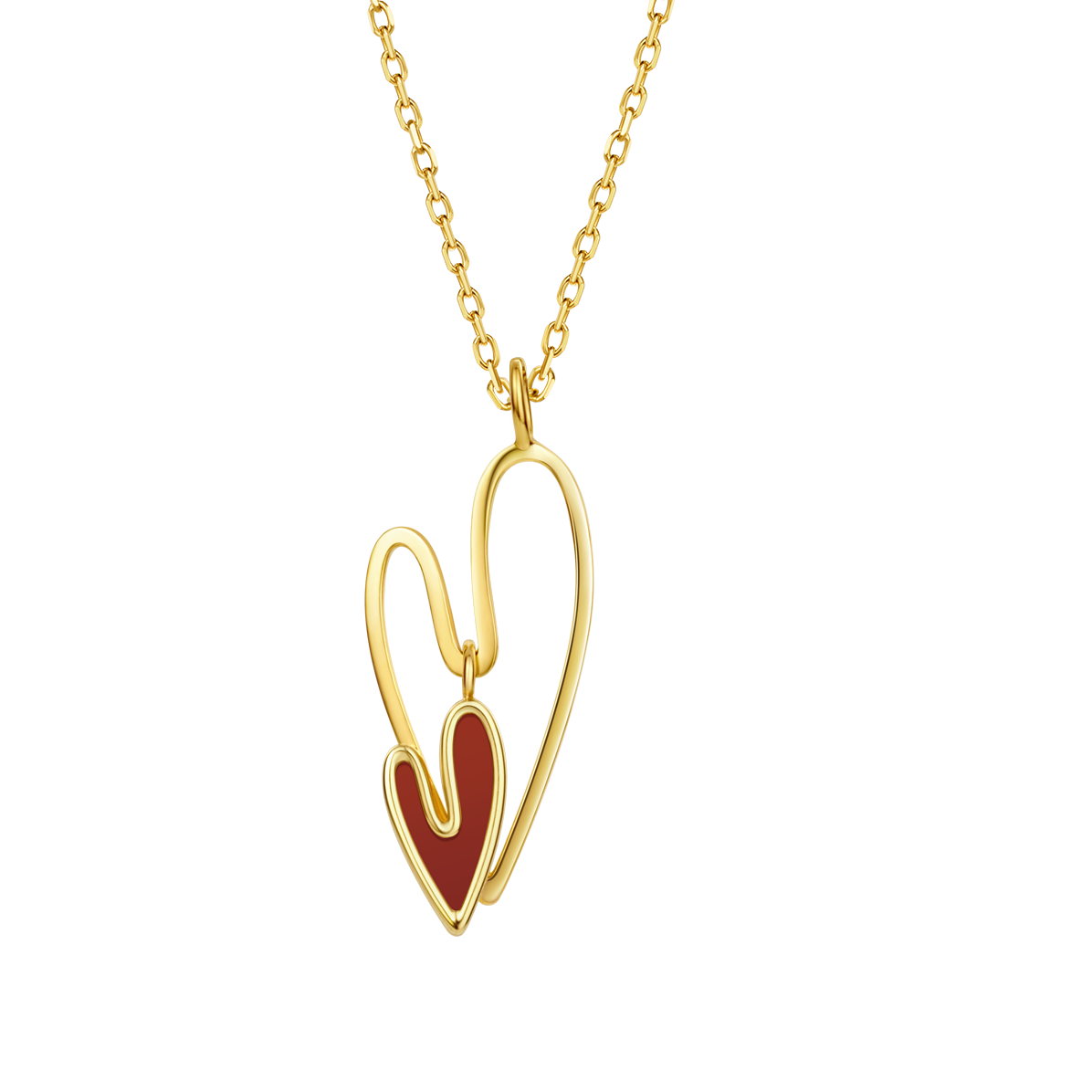 The Joy Carnelian Double Heart Pendant Necklace